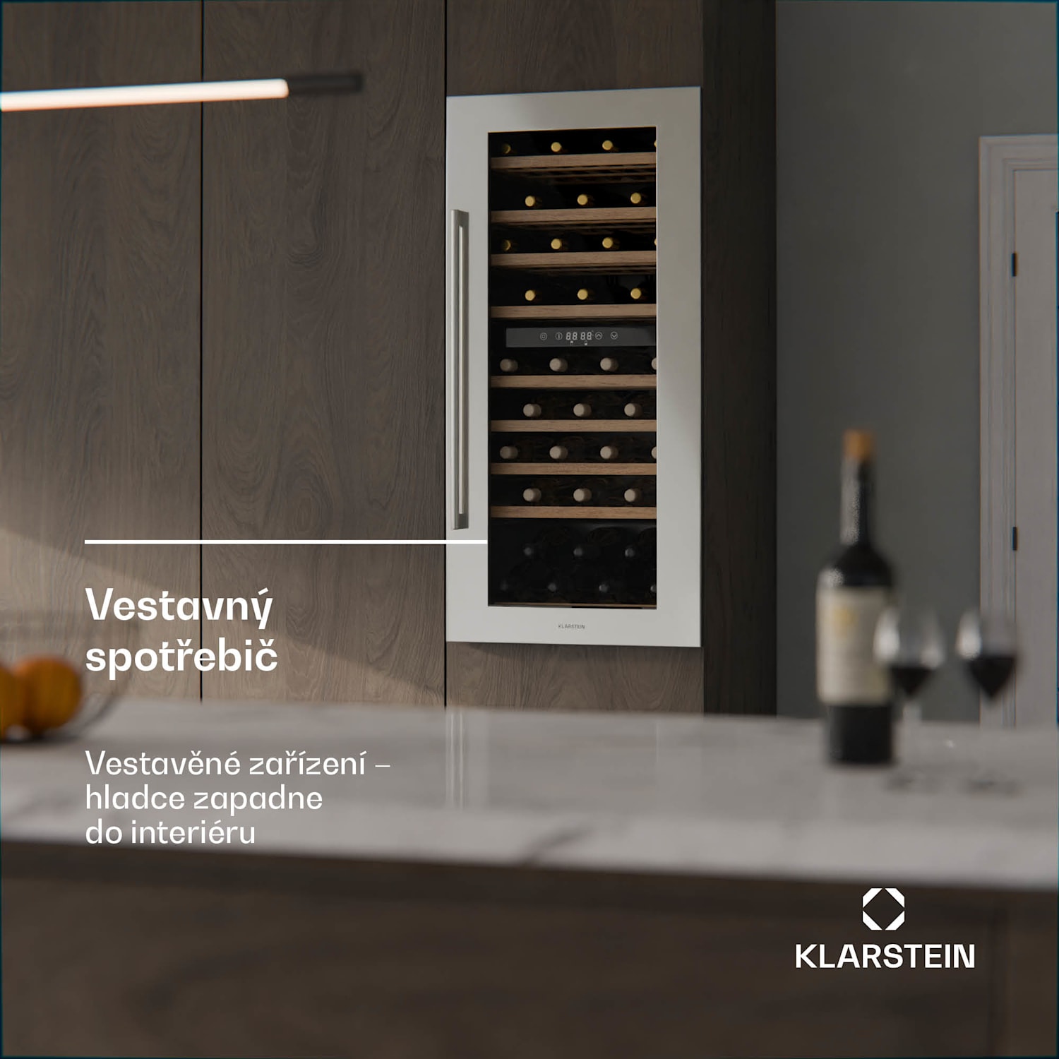 Vinsider Duo vinotéka, 79 lahví, 2 chladicí zóny, UV ochrana, 9 polic, Dotykové ovládání 79 lahví | 2 chladicí zóny | Nerezová ocel