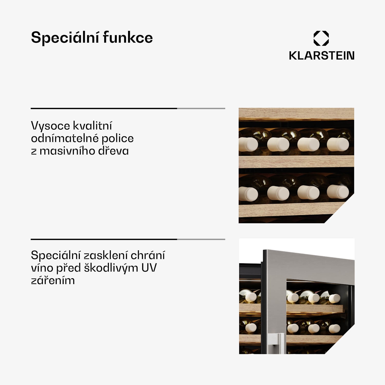 Vinsider Duo vinotéka, 79 lahví, 2 chladicí zóny, UV ochrana, 9 polic, Dotykové ovládání 79 lahví | 2 chladicí zóny | Nerezová ocel