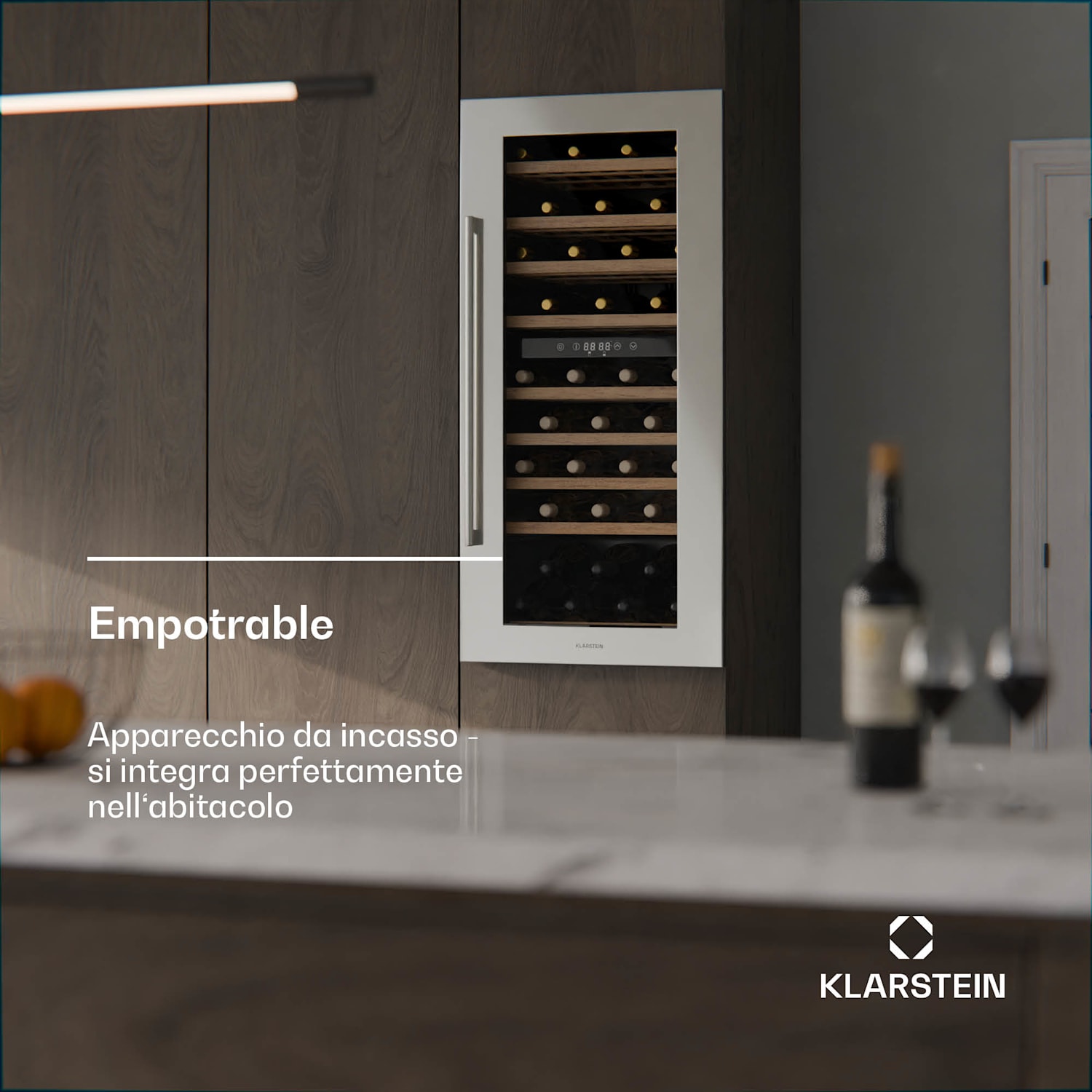Refrigerador de vino Vinsider Duo | 79 botellas | 2 zonas de enfriamiento | Protección UV | 9 estantes | Táctil 79 botellas | 2 zonas de refrigeración | Acero Inoxidable