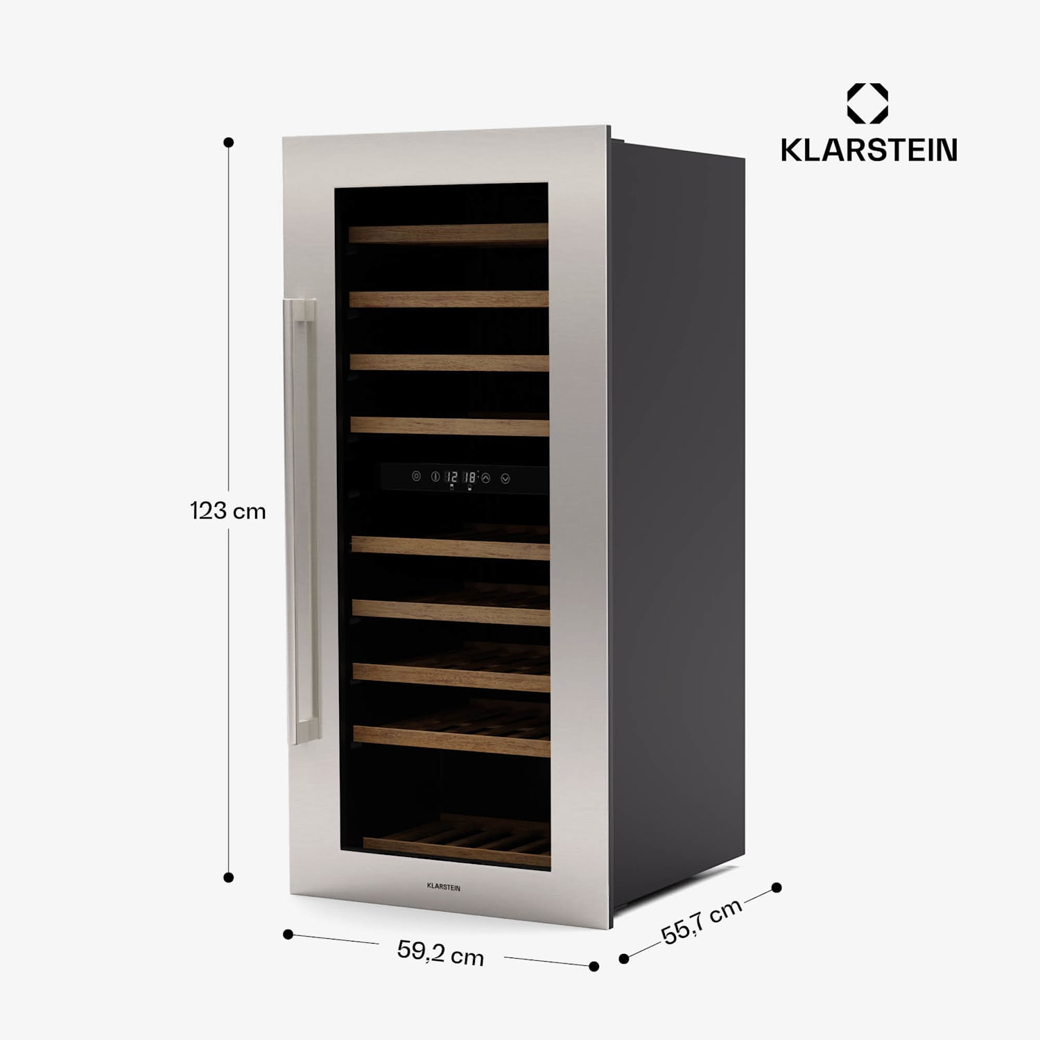 Refrigerador de vino Vinsider Duo | 79 botellas | 2 zonas de enfriamiento | Protección UV | 9 estantes | Táctil 79 botellas | 2 zonas de refrigeración | Acero Inoxidable