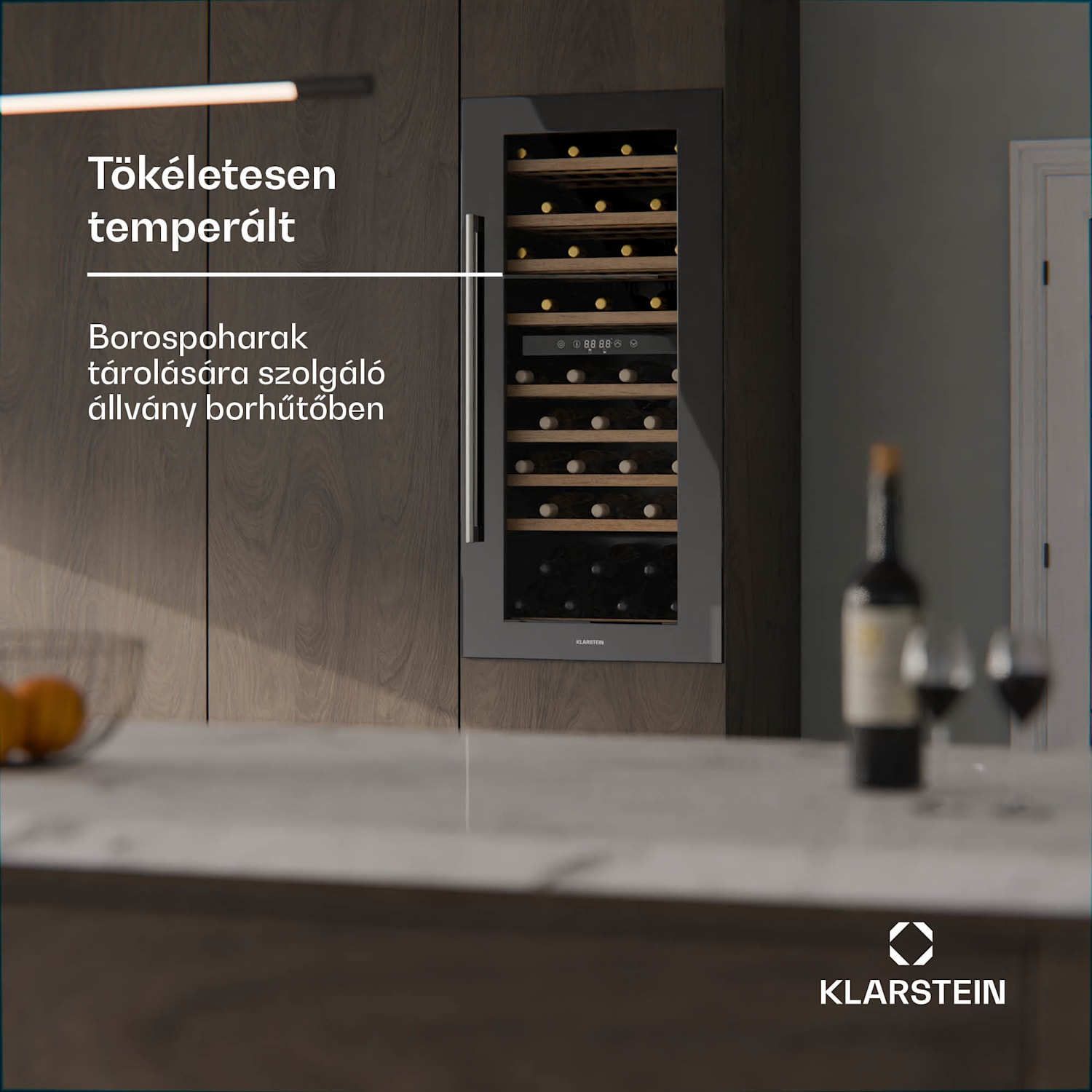 Borospohár állvány, bükkfa, Vinsider 79 Duóhoz, nagy tárolóhely, könnyen tisztítható 