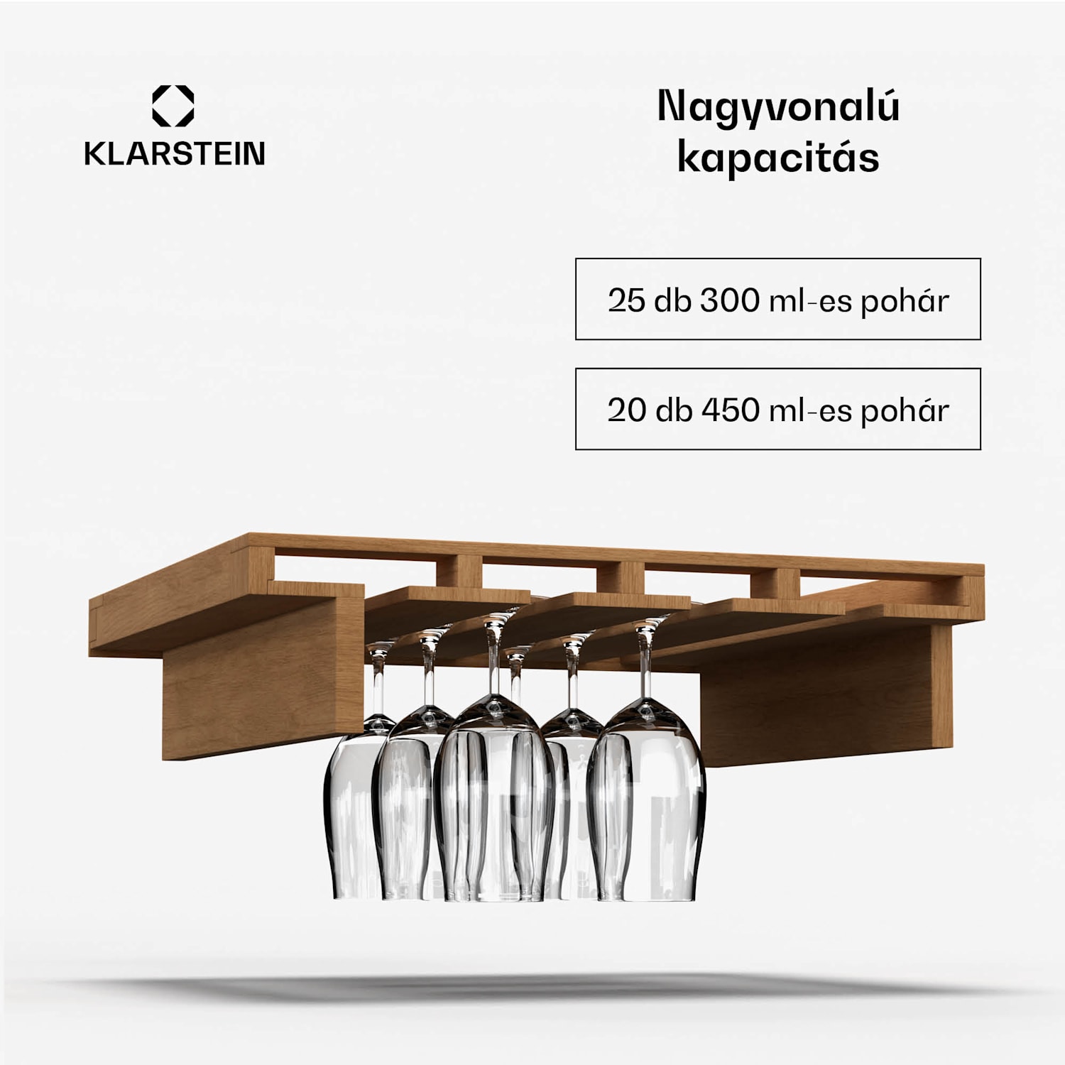 Borospohár állvány, bükkfa, Vinsider 79 Duóhoz, nagy tárolóhely, könnyen tisztítható 