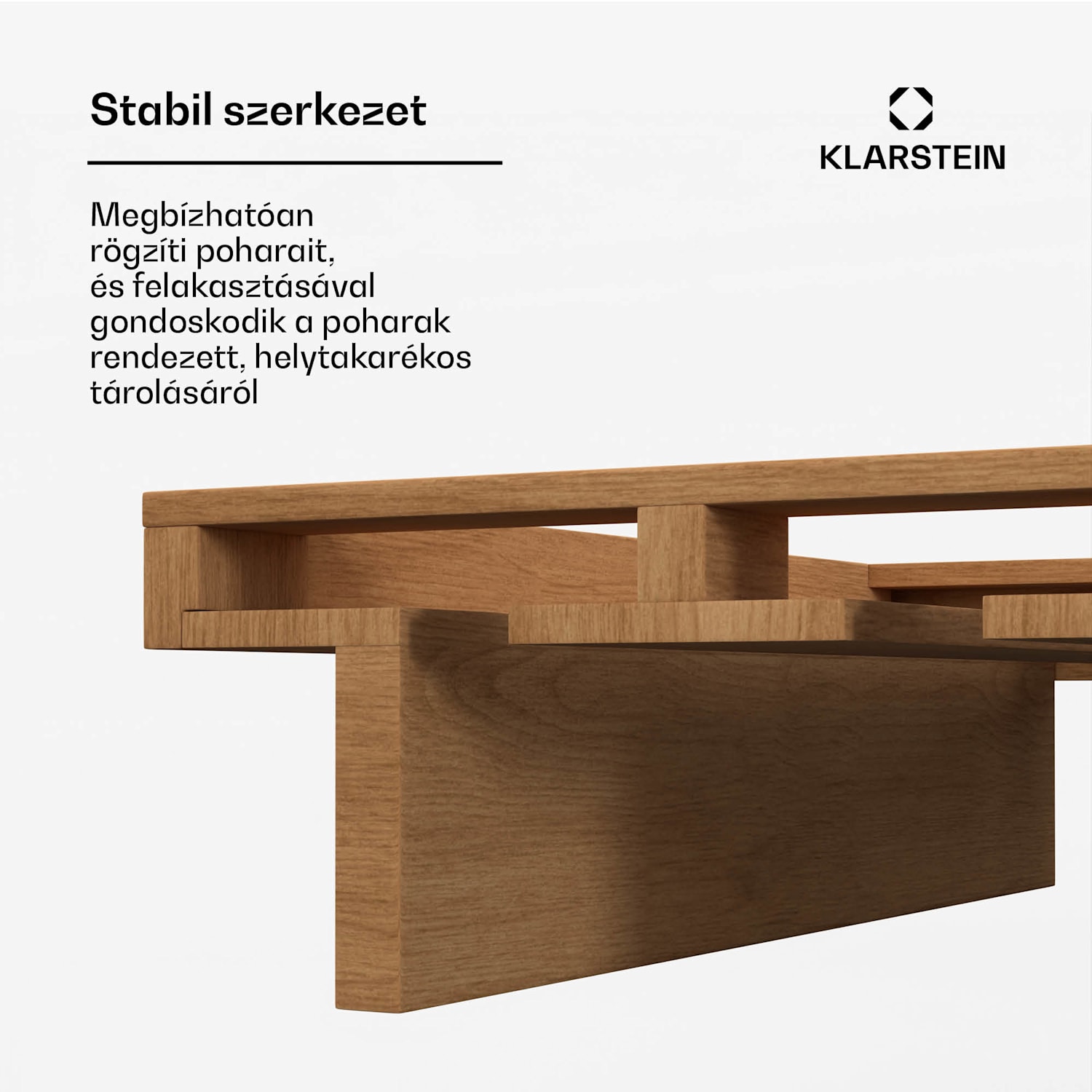 Borospohár állvány, bükkfa, Vinsider 79 Duóhoz, nagy tárolóhely, könnyen tisztítható 