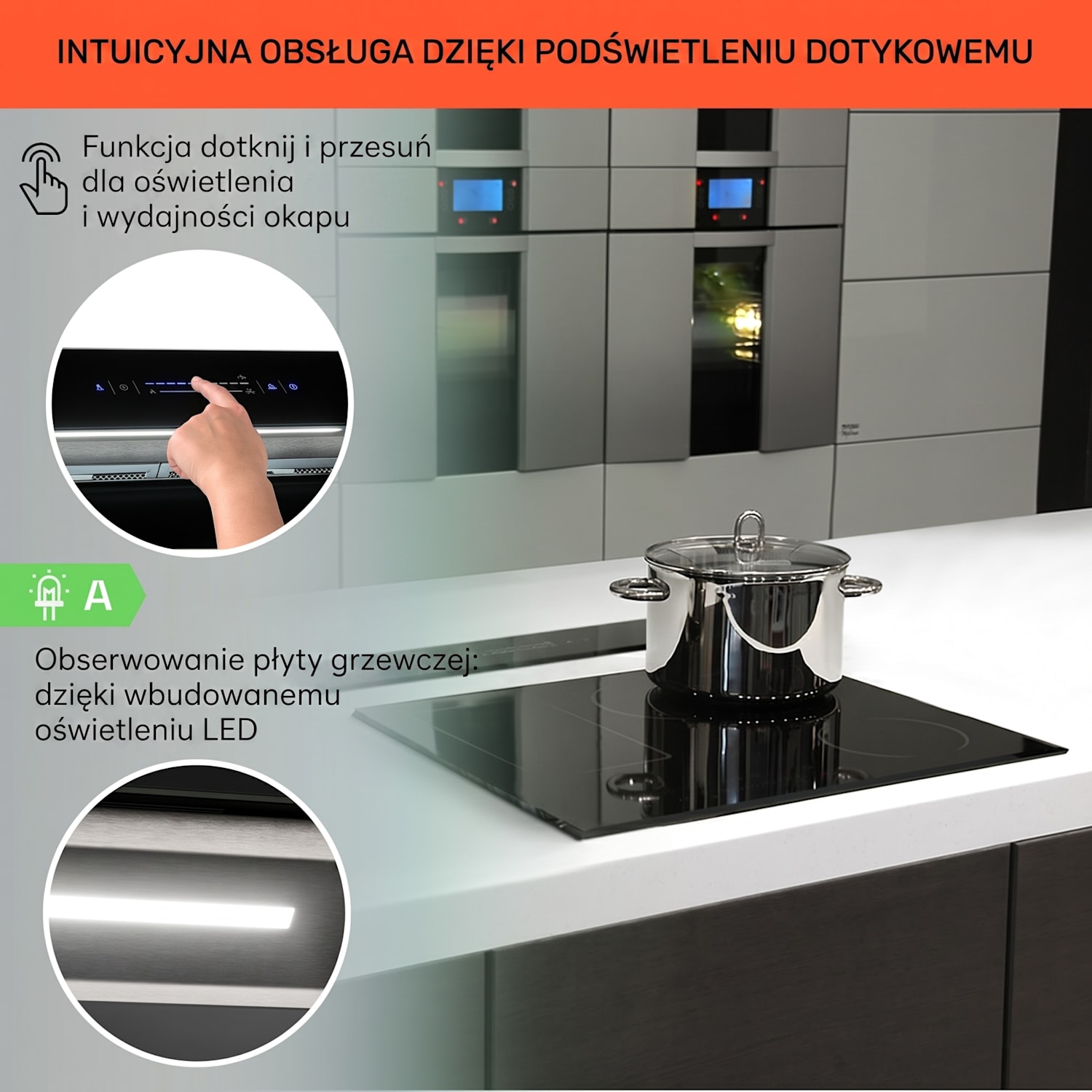Royal Flush Eco, okap kuchenny, 60 cm, 604 m³/h, A++ 60 cm | Czarny | Stal nierdzewna
