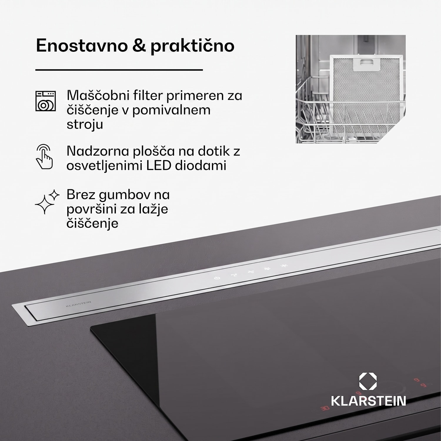 Royal Flush Eco 90, napa, 90 cm, 604 m³/h, EEK A++, vključno s filtri z aktivnim ogljem 90 cm | Nerjaveče jeklo | Nerjaveče jeklo
