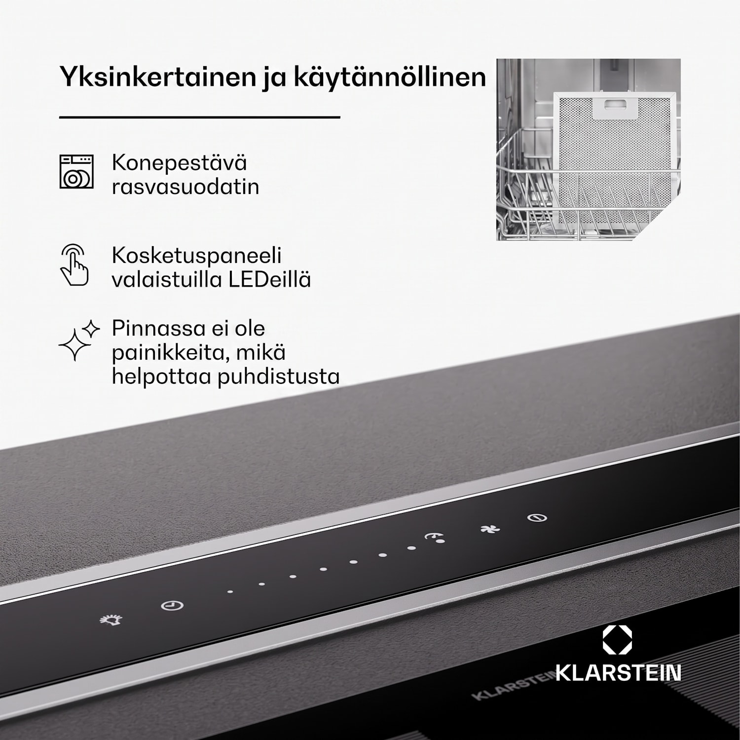 Royal Flush Eco 75 -liesituuletin 75 cm 714 m³/h energiatehokkuusluokka A++ sis. aktiivihiilisuodattimet 77 cm | Musta | Hopea