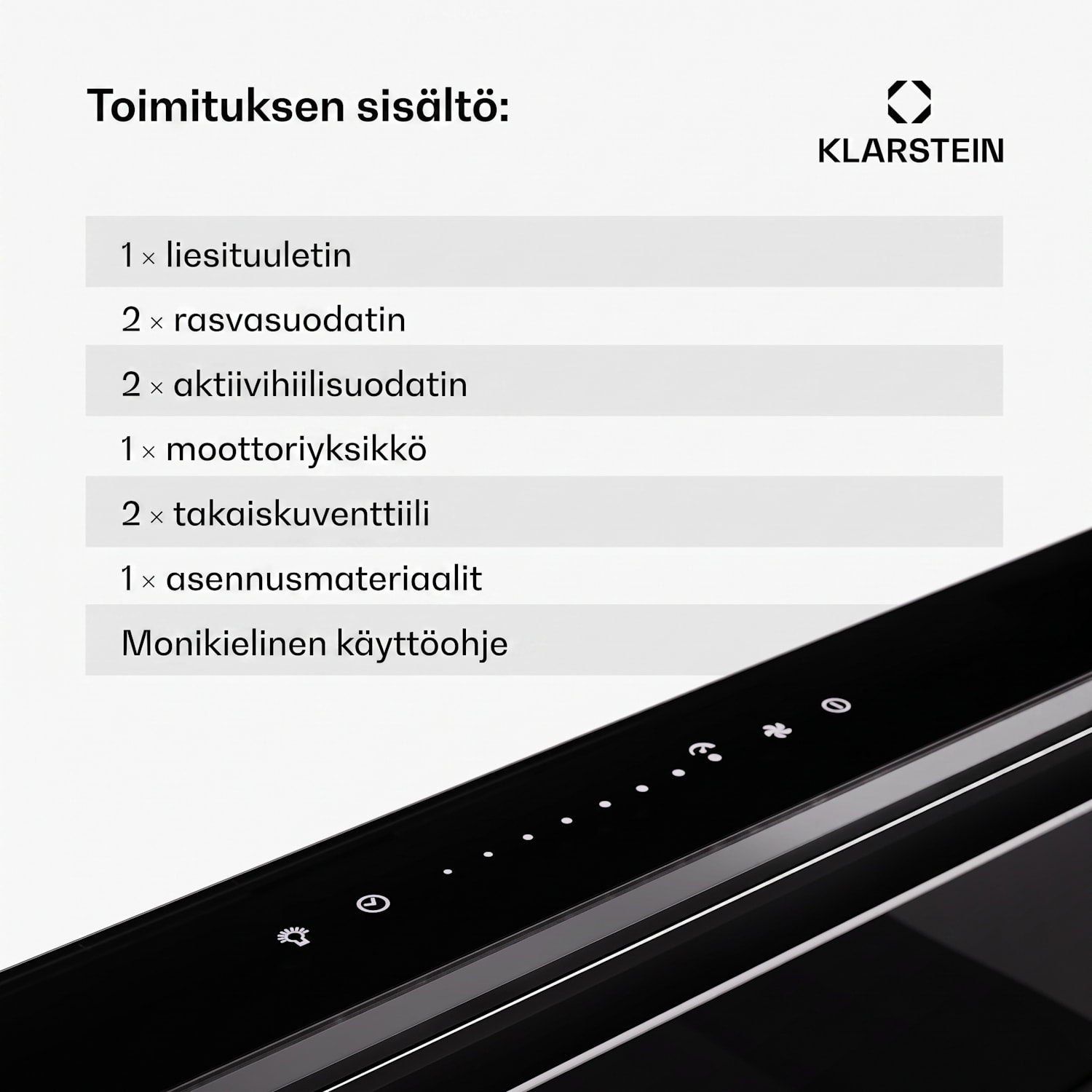 Royal Flush Eco 75 -liesituuletin 75 cm 714 m³/h energiatehokkuusluokka A++ sis. aktiivihiilisuodattimet 77 cm | Musta | Hopea