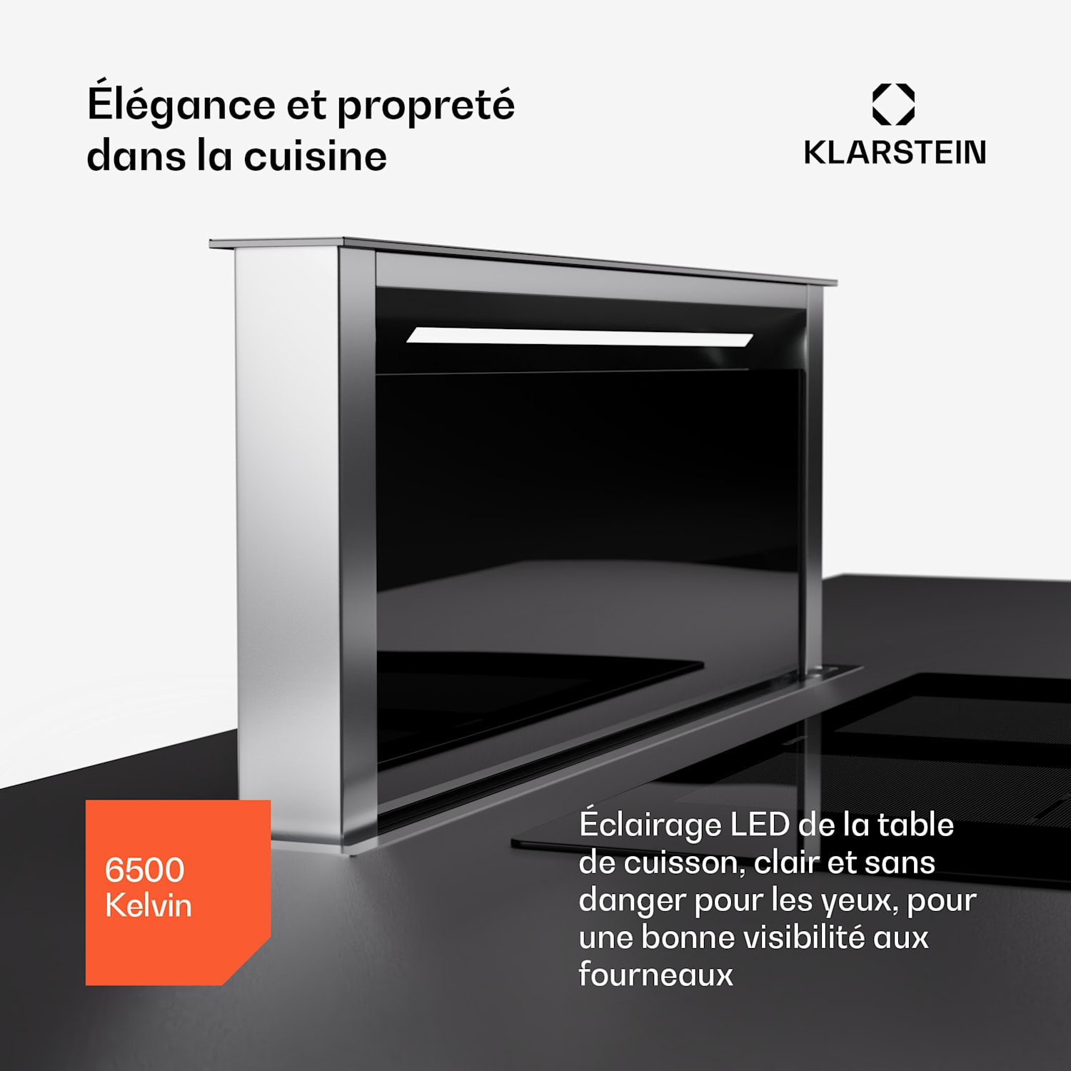 Royal Flush Eco 75 Hotte aspirante 75 cm 650 m³/h CEE A++ avec filtres à charbon actif 75 cm | Noir | Acier Inoxydable