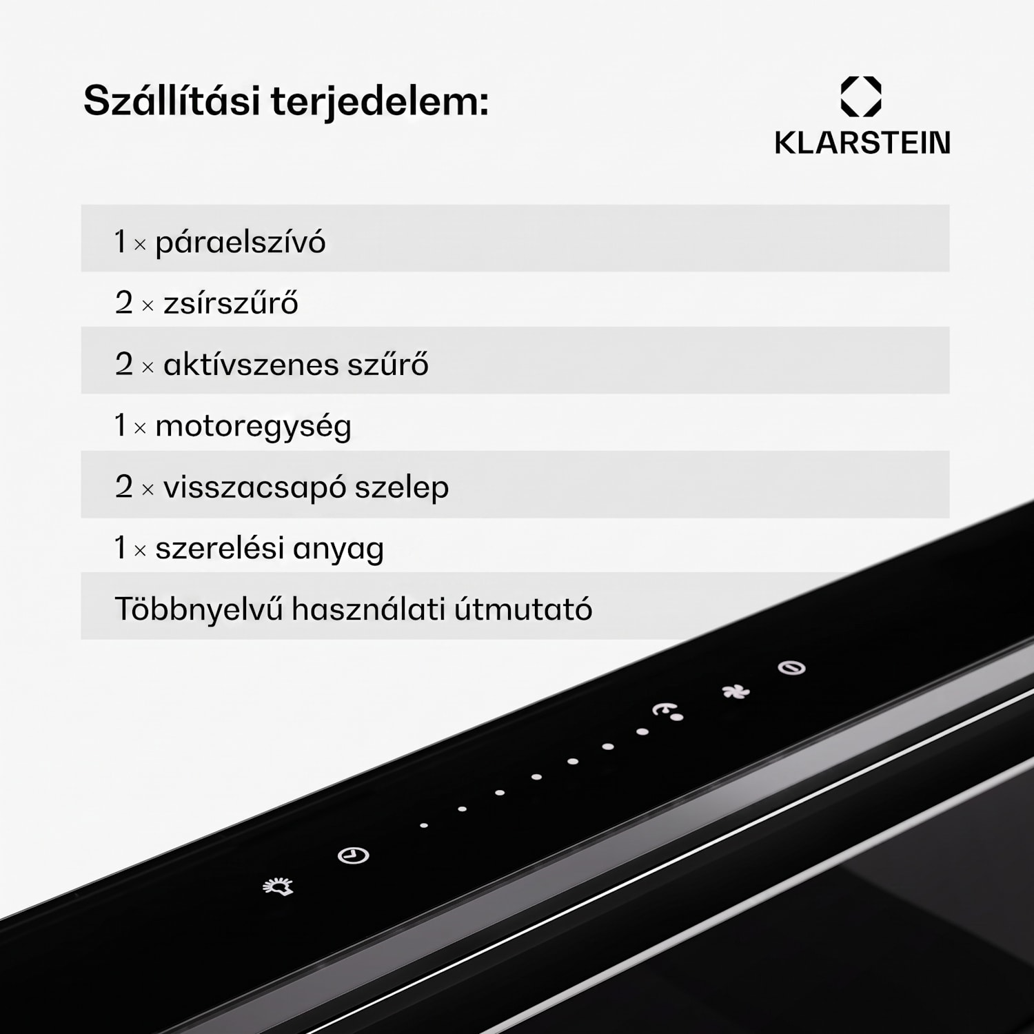 Royal Flush Eco 75, páraelszívó, 75 cm, 714 m³/h, EEK A++, aktívszén szűrőkkel együtt 75 cm | Fekete | Rozsdamentes acél