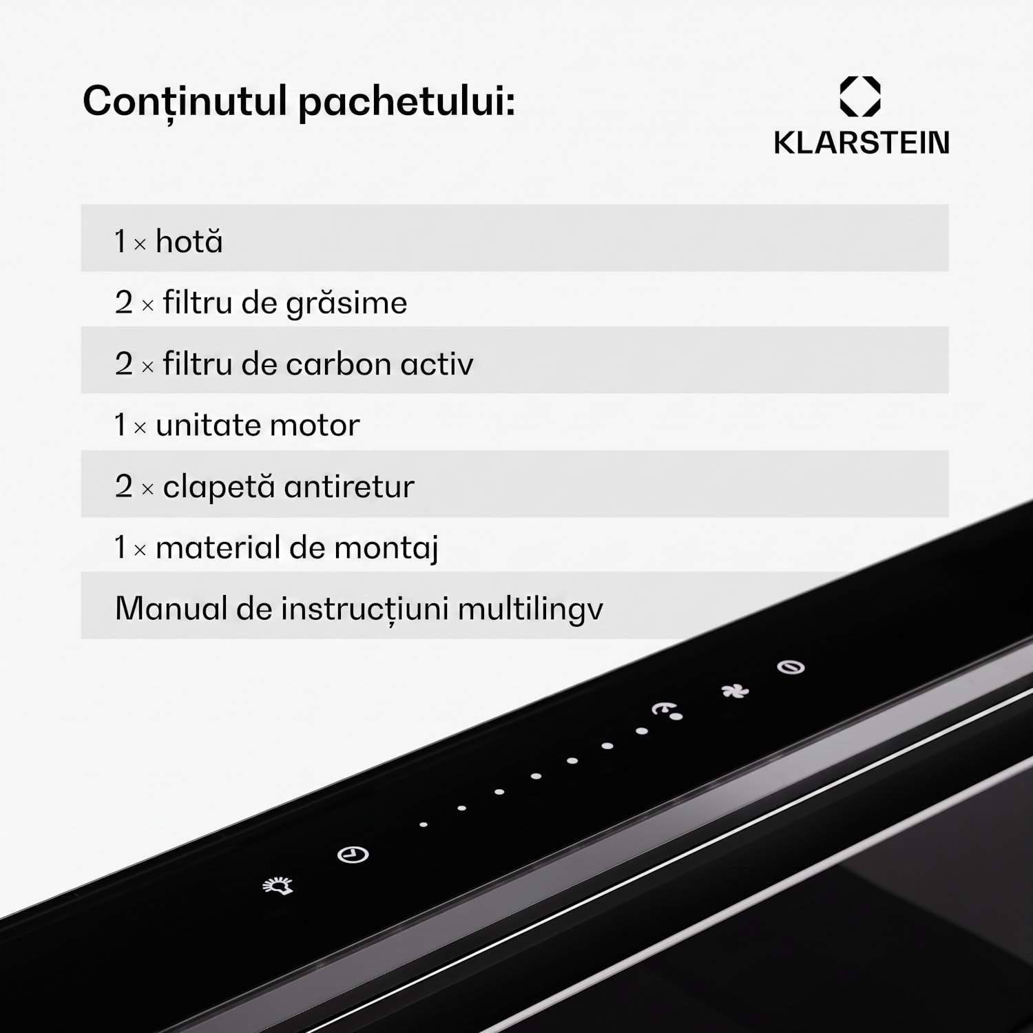 Royal Flush Eco 75, hota, 75 cm, 714 m³/h, EEK A++, inclusiv filtre cu carbon activat 75 cm | Negru | Oțel inoxidabil