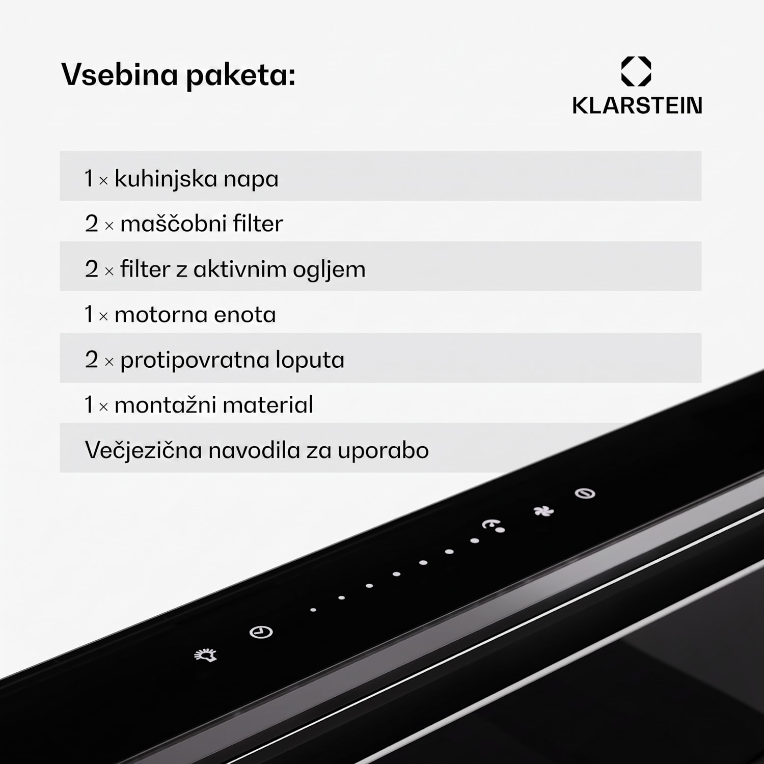 Royal Flush Eco 75, napa, 75 cm, 714 m³/h, EEK A++, vključno s filtri z aktivnim ogljem 75 cm | Črna | Nerjaveče jeklo