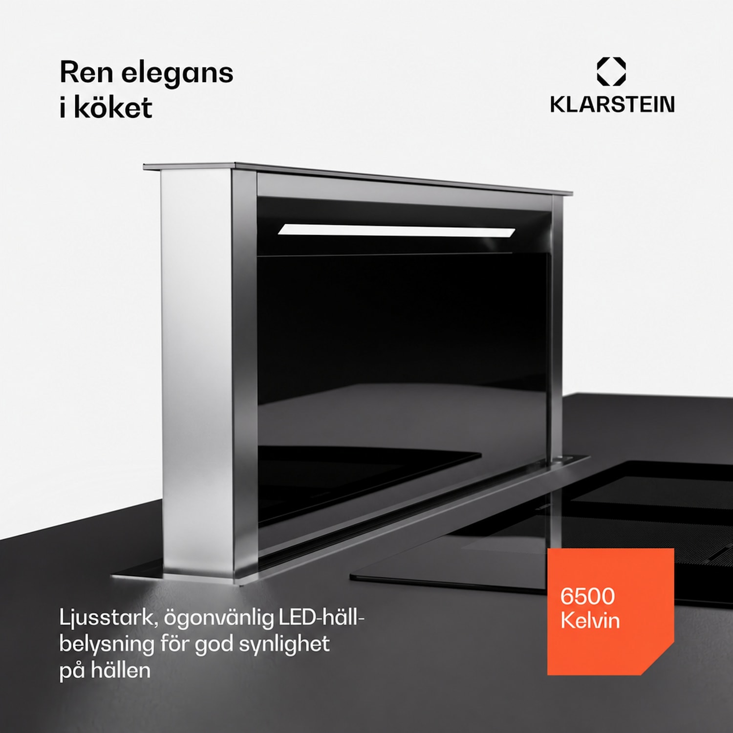 Royal Flush Eco 75 köksfläkt 75 cm 714 m³/h energiklass A++ inkl. kolfilter 77 cm | Svart | Silver