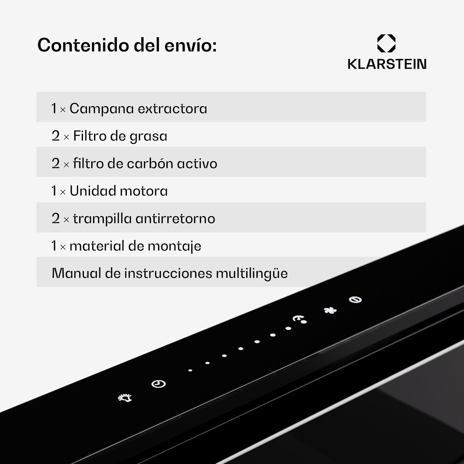 Campana extractora Royal Flush Eco 90 90 cm 604 m³/h  EEK A incl. filtros de carbón activo 75 cm | Negro | Negro