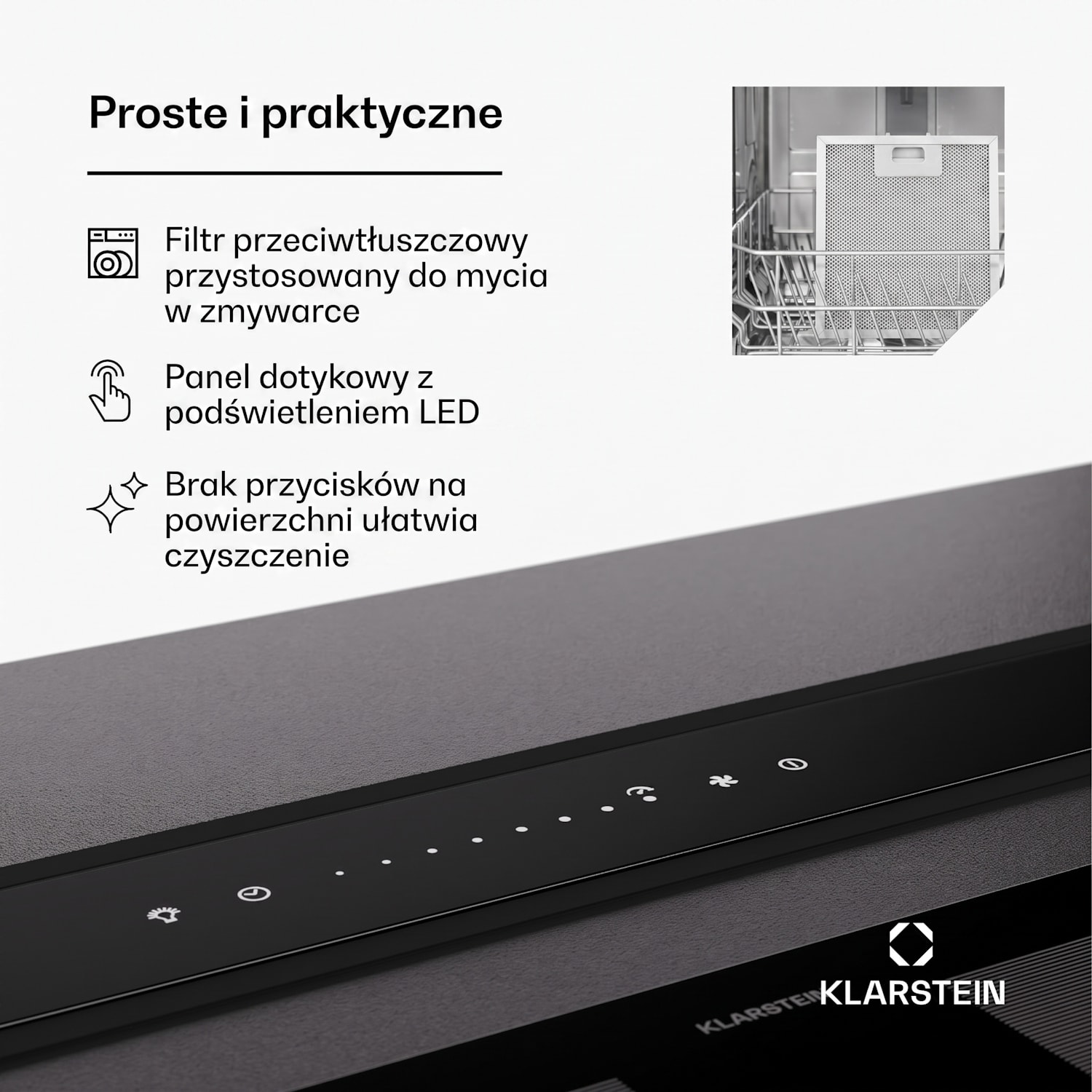 Royal Flush Eco 75, okap wyciągowy, 75 cm, 714 m³/h, klasa efektywności energetycznej A++ 75 cm | Czarny | Czarny