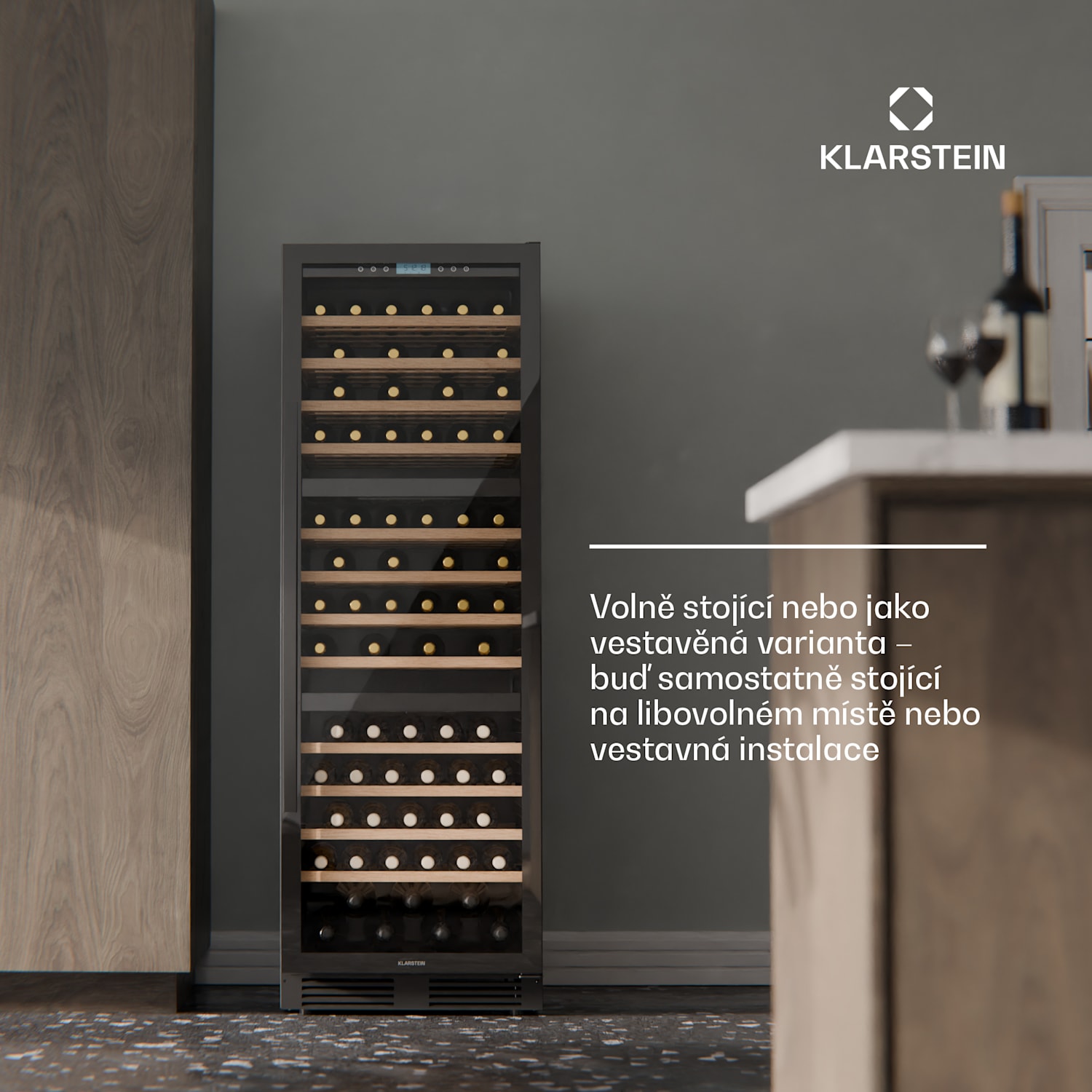 Vinovilla Trio vinotéka, 143 lahví, 3 zóny, 38 dB, 12 polic, kompresor, 413 litrů 143 lahví | 3 chladicí zóny | Černá