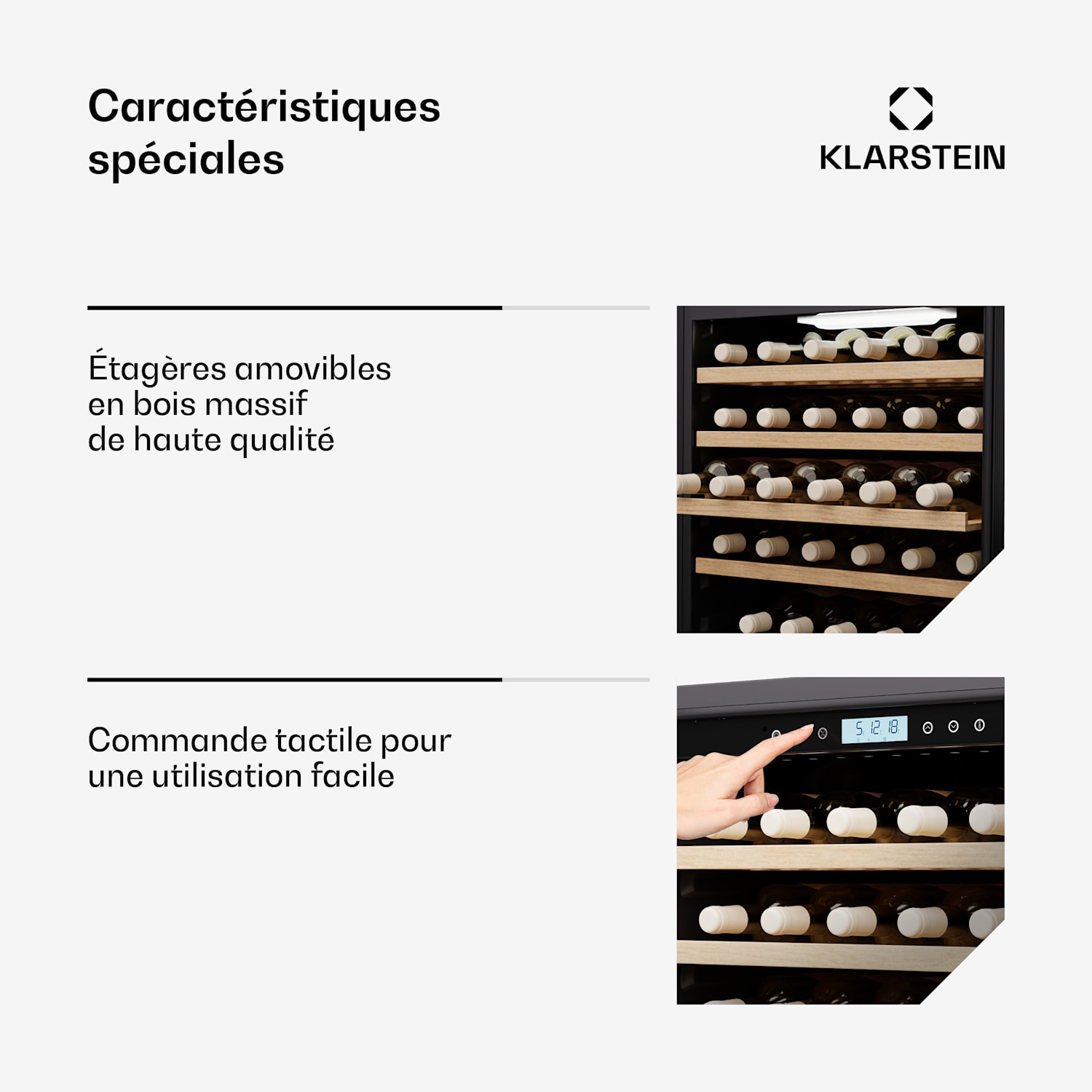 Vinovilla Trio Cave à vin | 144 bouteilles | 3 zones | 38 dB | 12 étagères | Compresseur | 413 litres 143 bouteilles | 3 zones de conservation | Noir