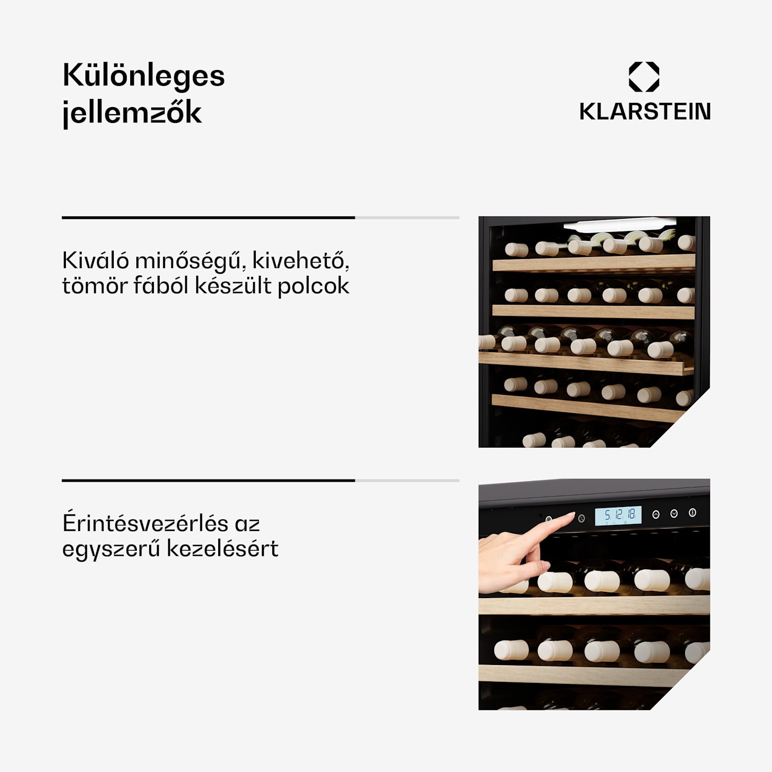 Vinovilla Trio borhűtő, 143 palack, 3 zóna, 38 dB, 12 polc, kompresszor, 413 liter 143 palack | 3 hűtőzóna | Fekete