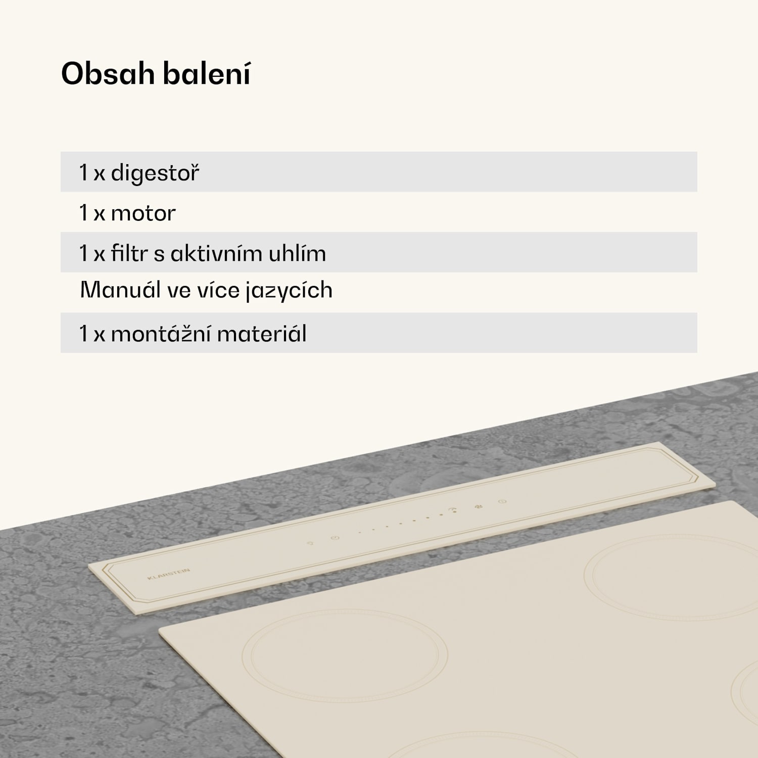 Victoria Downdraft digestoř | 60 cm | A | 8 úrovní + boost | až do 713,8 m³/h | 120 W 60 cm | Krémová