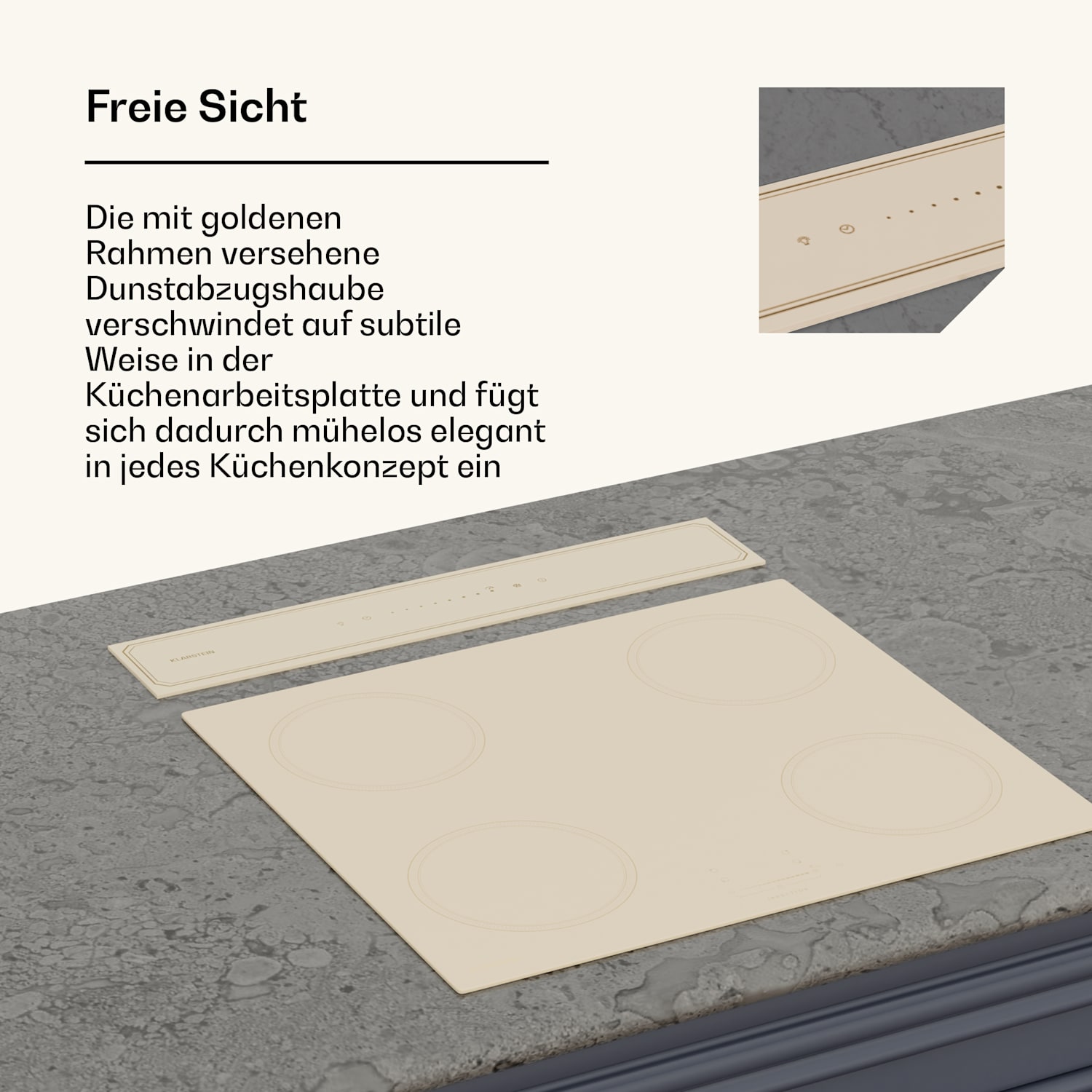 Victoria Downdraft Hotte aspirante | 60 cm | A | 8 niveaux + Boost | jusqu'à 713,8 m³/h | 120 W 60 cm | Crème