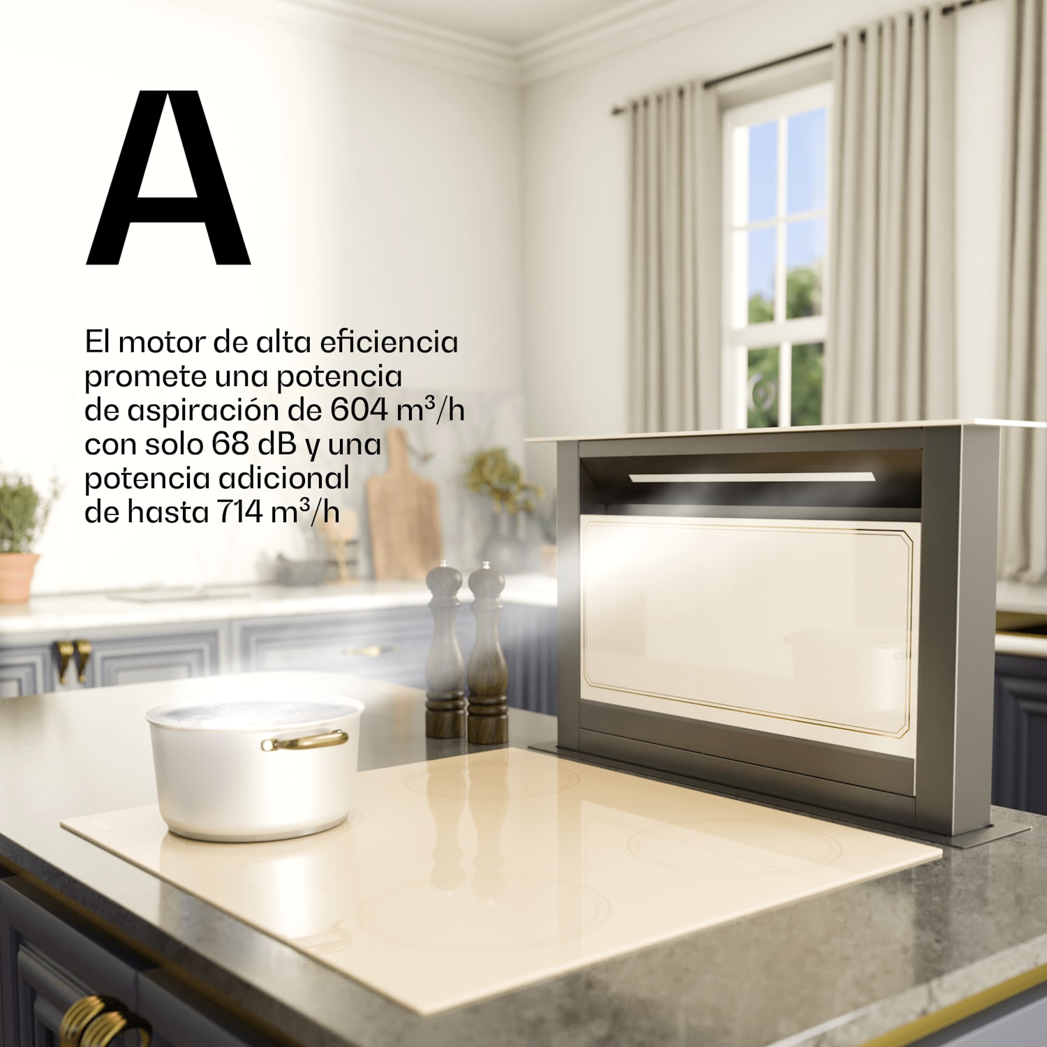 Campana extractora Victoria | 60 cm | A | 8 niveles + boost | hasta 713,8 m³/h | 120 W 60 cm | Crema