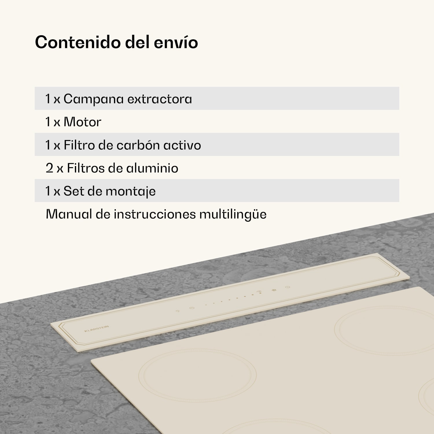 Campana extractora Victoria | 60 cm | A | 8 niveles + boost | hasta 713,8 m³/h | 120 W 60 cm | Crema