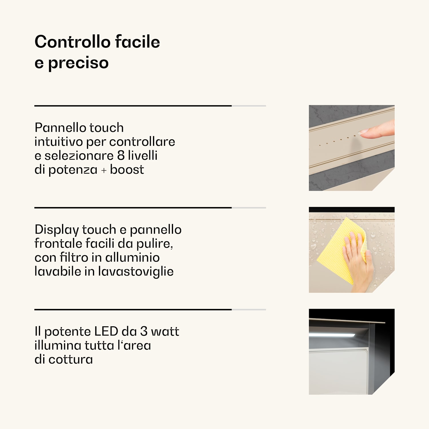 Victoria Downdraft - Cappa aspirante | 60 cm | A | 8 livelli + boost | Fino a 713,8 m³/ora | 120 W 60 cm | Crema