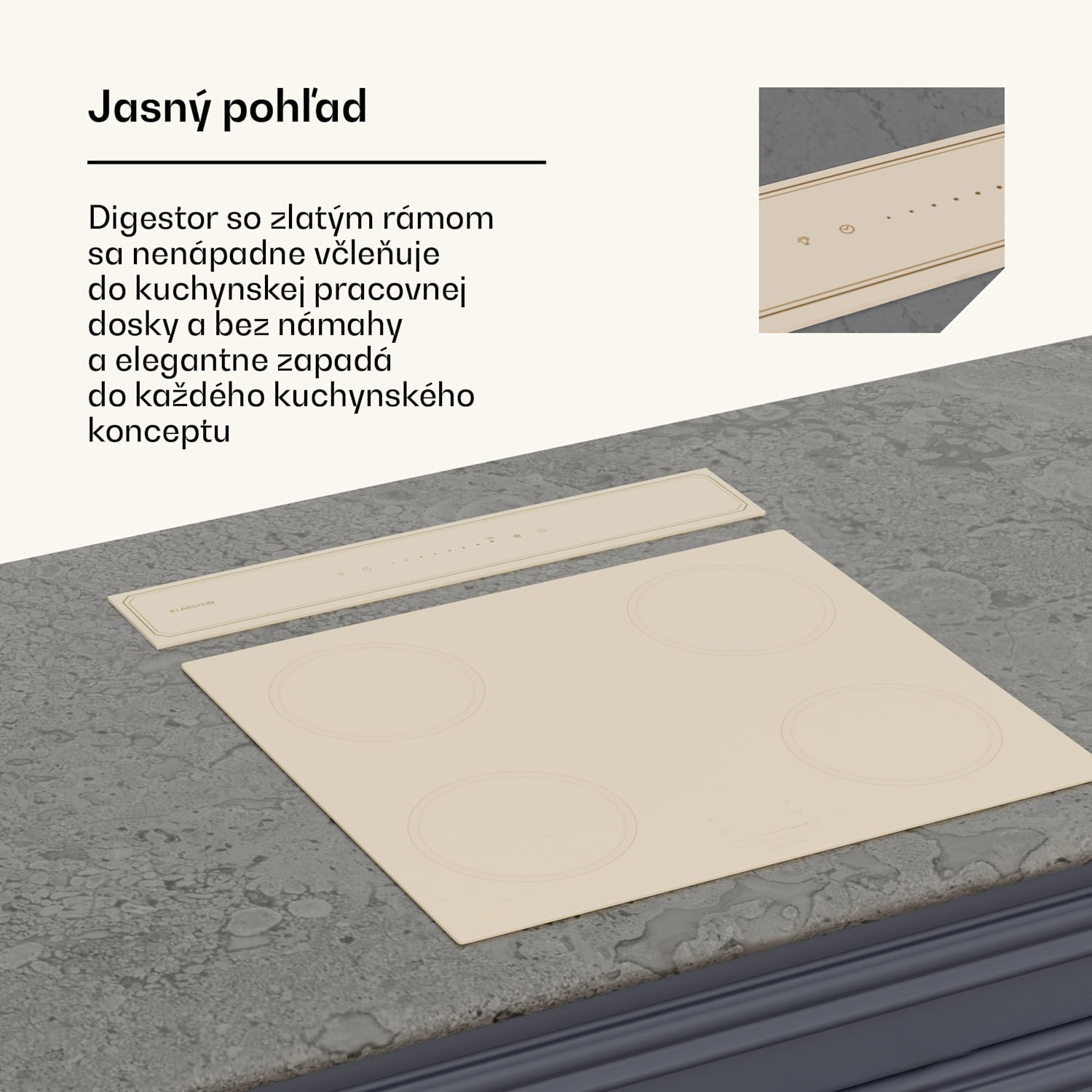 Victoria Downdraft digestor | 60 cm | A | 8 úrovní + boost | až do 713,8 m³/h | 120 W 60 cm | Krémová