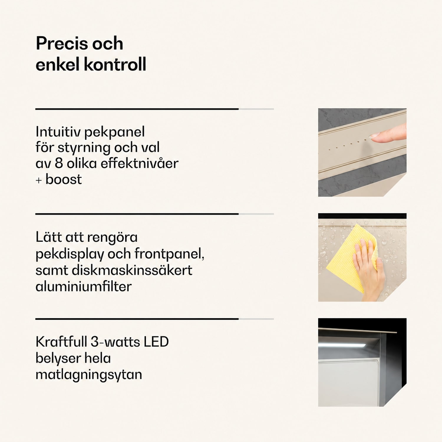 Victoria Downdraft köksfläkt | 60 cm | A | 8 nivåer + Boost | upp till 714 m³/h | 120 W 60 cm | Creme