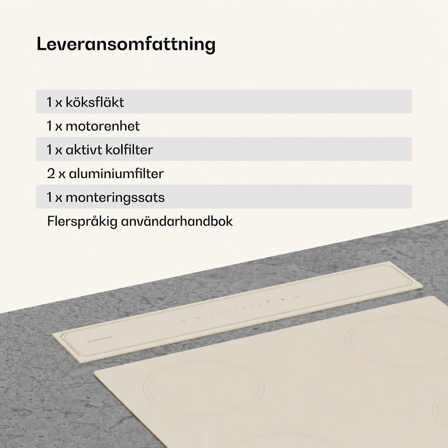 Victoria Downdraft köksfläkt | 60 cm | A | 8 nivåer + Boost | upp till 714 m³/h | 120 W 60 cm | Creme