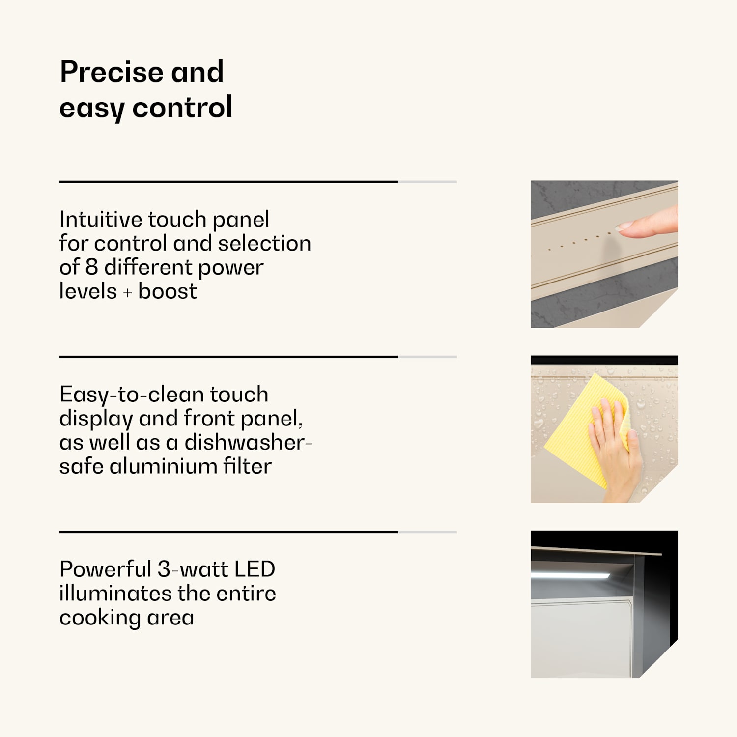 Exaustor Victoria Downdraft | 60 cm | A | 8 níveis + Boost | até 713,8 m³/h | 120 W 60 cm | Creme