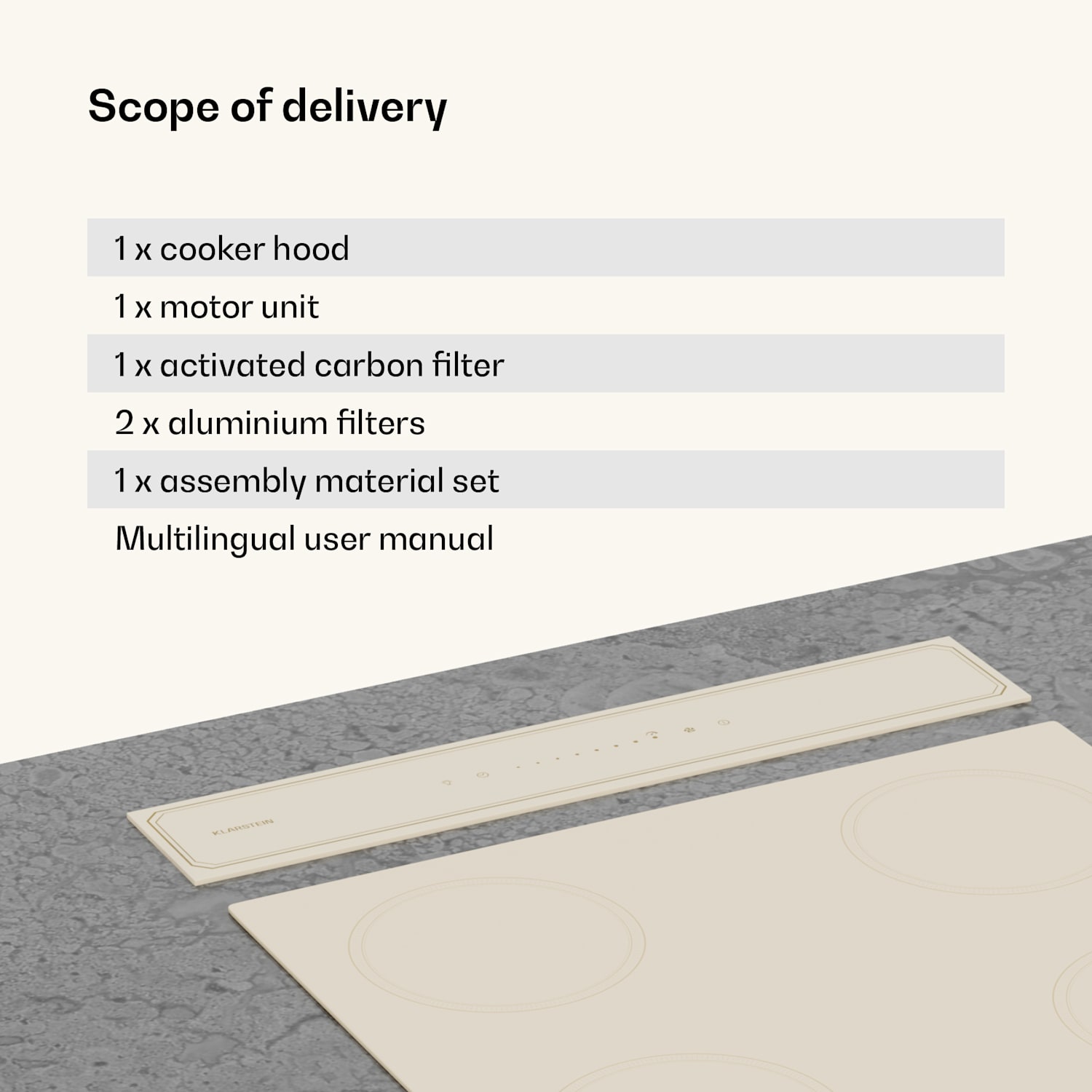 Exaustor Victoria Downdraft | 60 cm | A | 8 níveis + Boost | até 713,8 m³/h | 120 W 60 cm | Creme