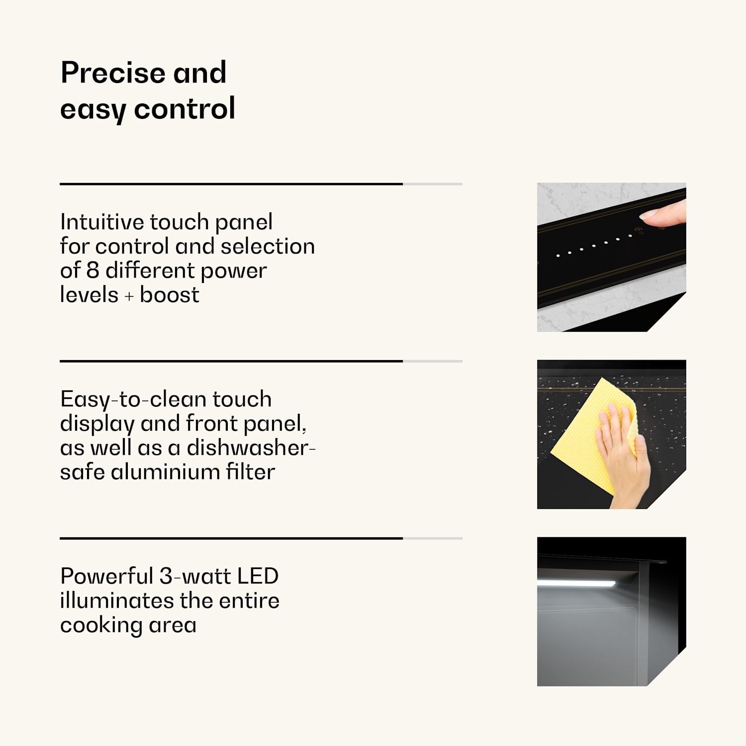 Exaustor Victoria Downdraft | 60 cm | A | 8 níveis + Boost | até 713,8 m³/h | 120 W 60 cm | Preto