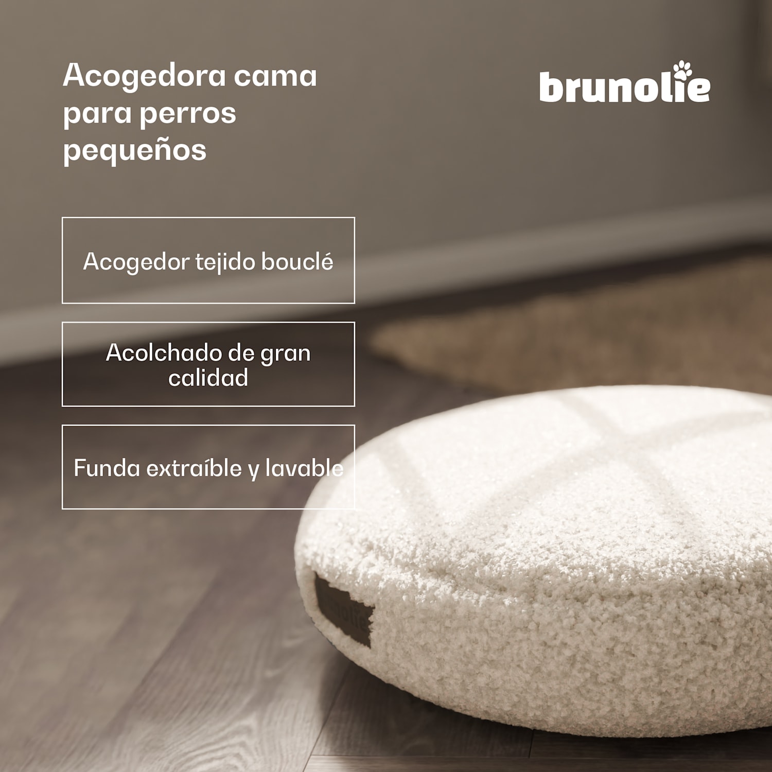 Cama para perros SnugNest Ø50 cm | para perros pequeños | asa de transporte | antideslizante Ø 50 cm | Gris Medio