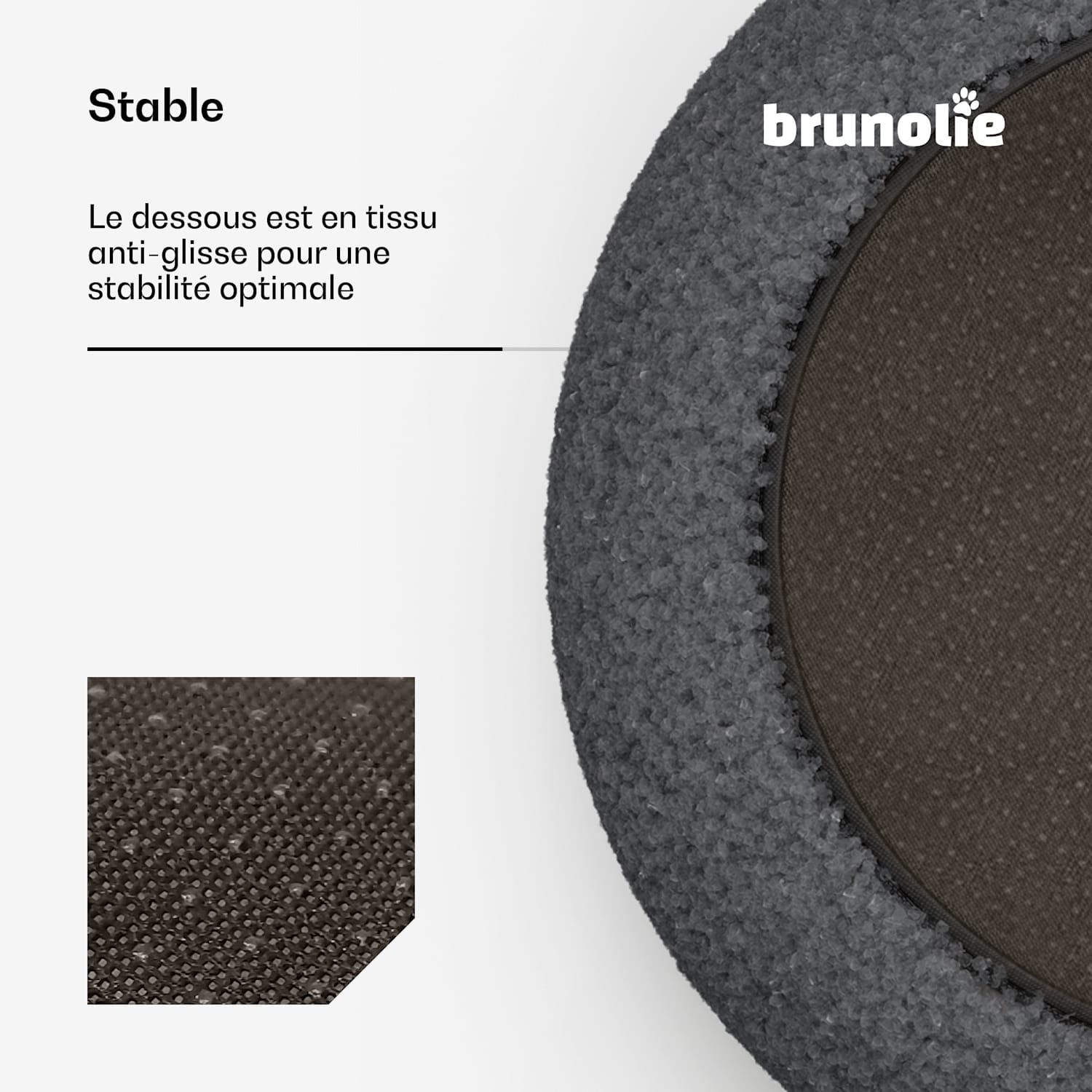 SnugNest Lit pour chien Ø 50 cm | pour petits chiens | poignée de transport | antidérapant Ø 50 cm | Anthracite