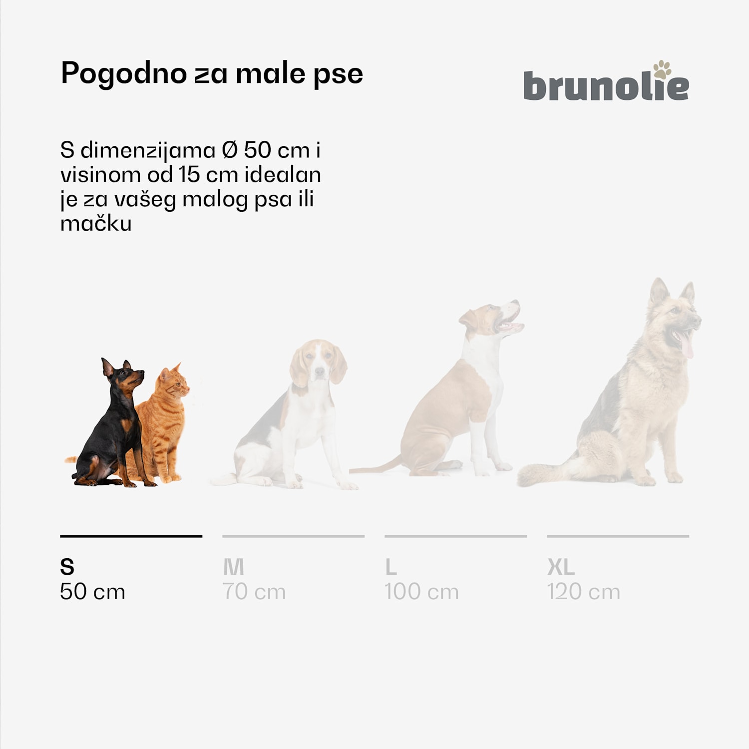 SnugNest krevet za pse Ø50 cm, za male pse, ručka za nošenje, protuklizni Ø 50 cm | Antracit