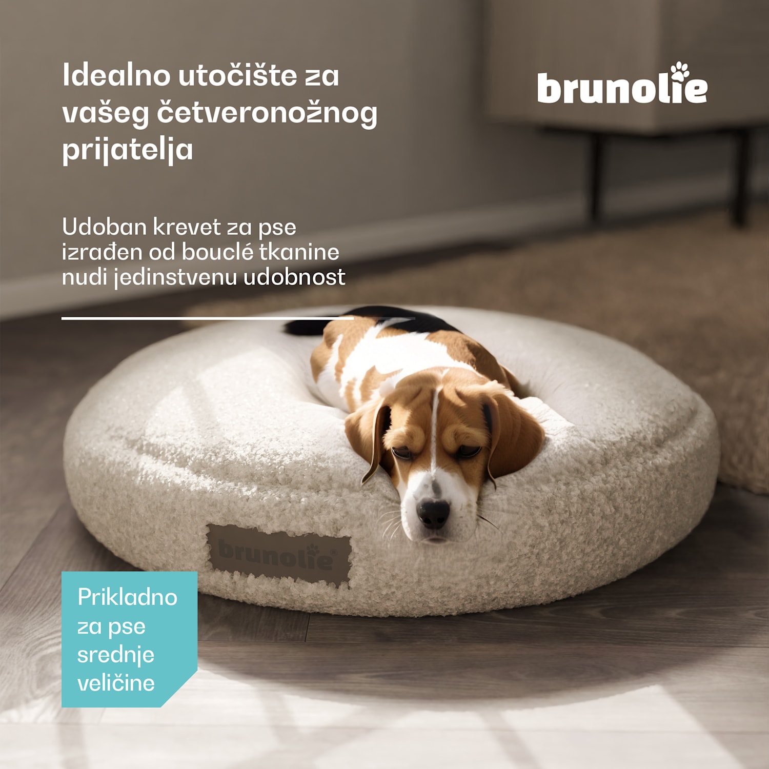 SnugNest krevet za pse Ø70 cm, za pse srednje veličine, ručka za nošenje, protuklizni Ø 70 cm | Srednje siva
