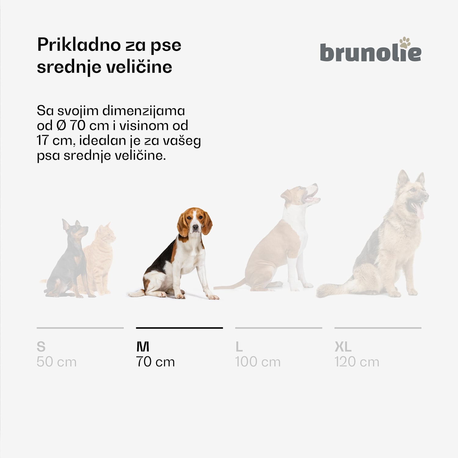 SnugNest krevet za pse Ø70 cm, za pse srednje veličine, ručka za nošenje, protuklizni Ø 70 cm | Srednje siva