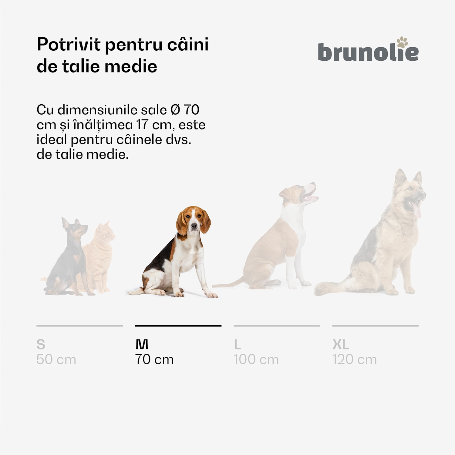Patul pentru câini SnugNest Ø70 cm, pentru câini mici, mâner de transport, antiderapant Ø 70 cm | Gri mediu