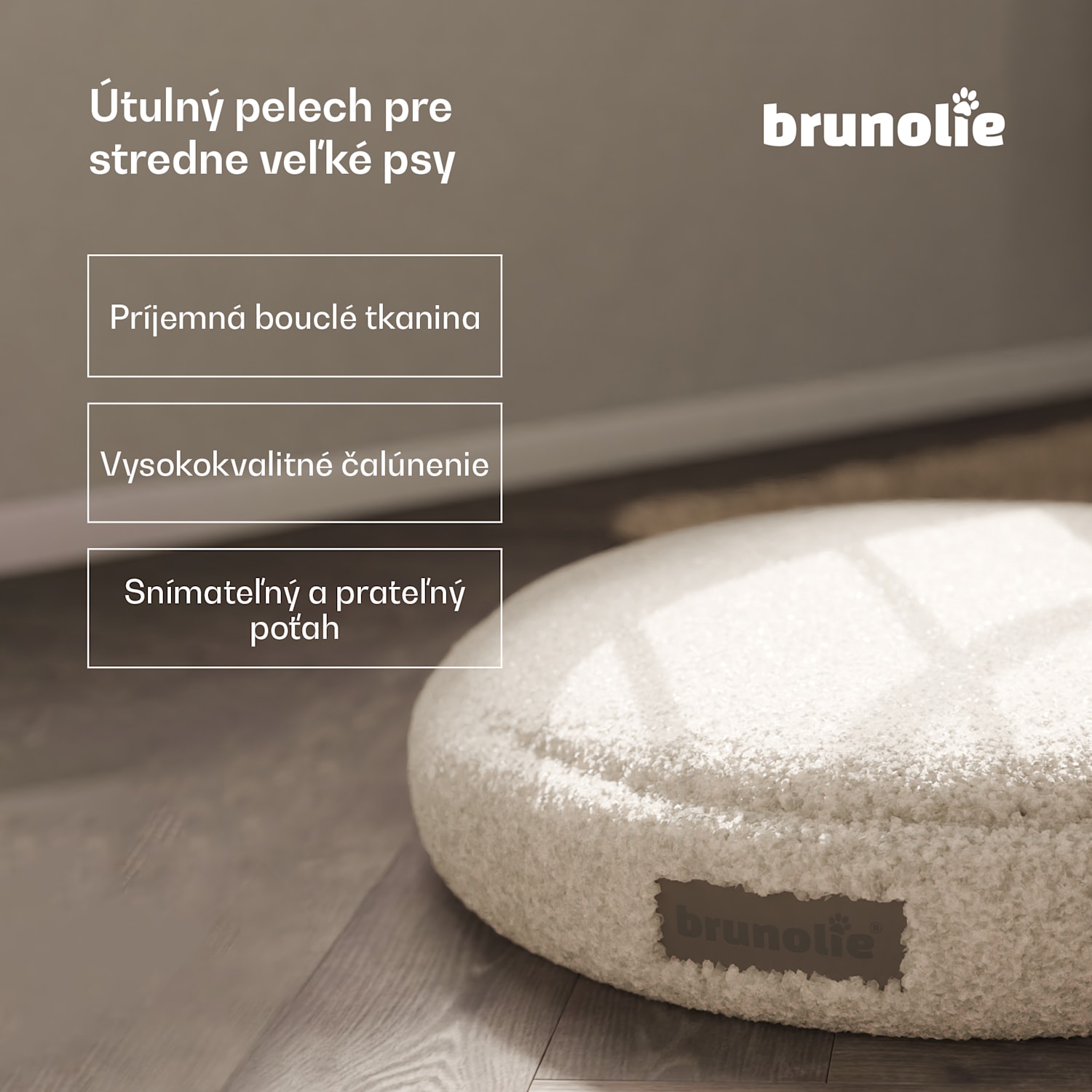 SnugNest pelech pre psov Ø70 cm, pre stredne veľké psy, rukoväť na prenášanie, protišmykový Ø 70 cm | Stredne šedá