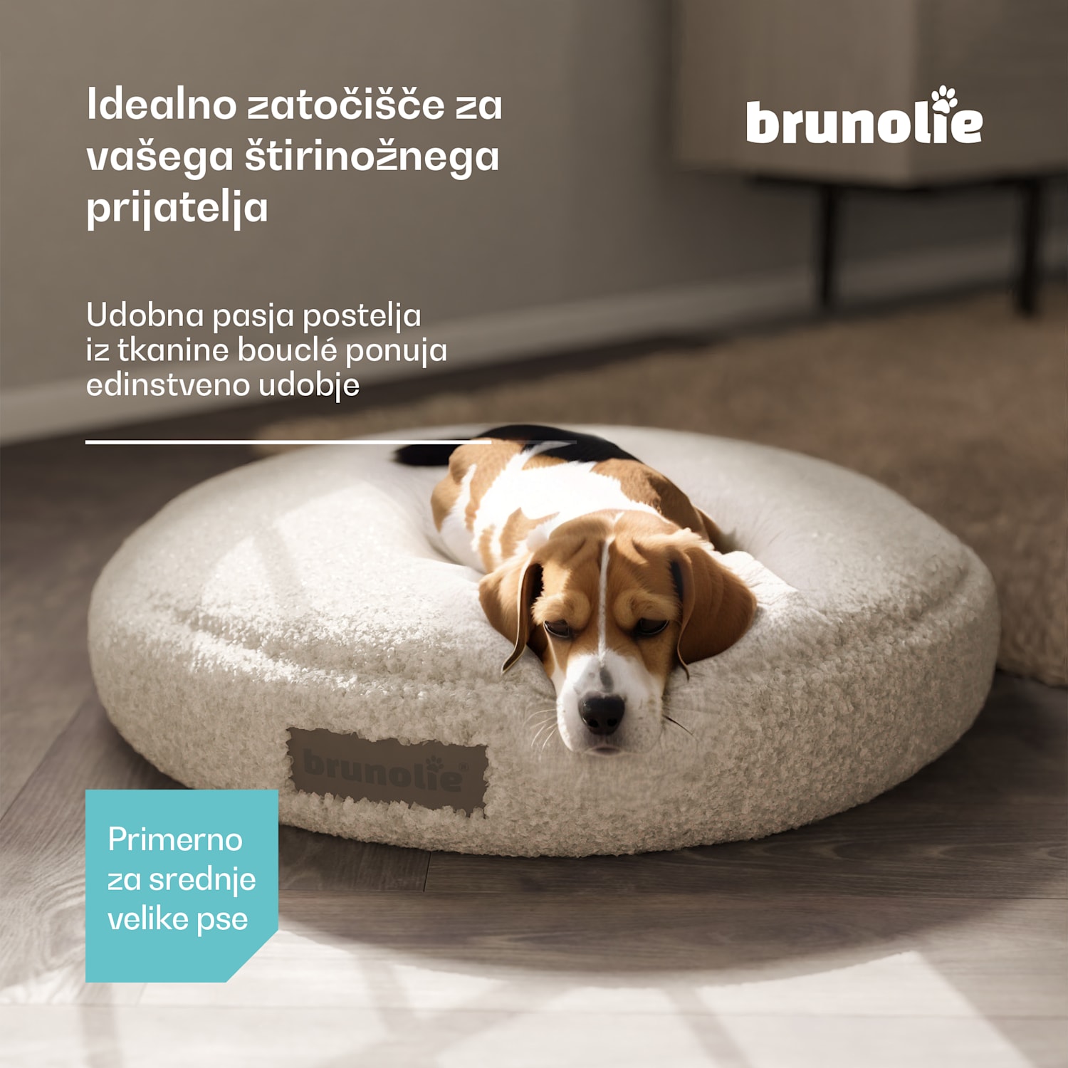 SnugNest pasja postelja Ø70 cm, za srednje velike pse, ročaj za prenašanje, nedrseča Ø 70 cm | Srednje siva