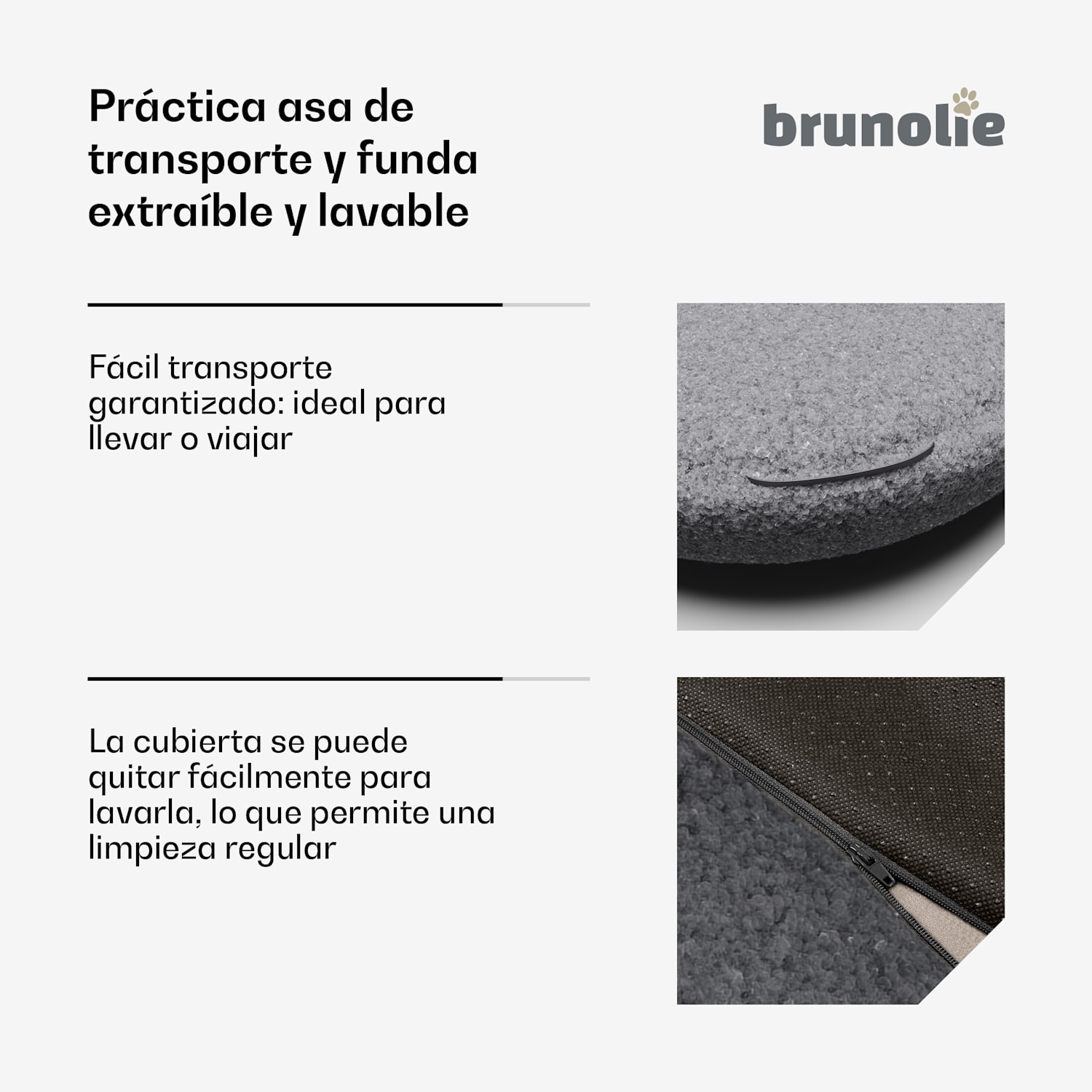 Cama para perros SnugNest Ø70 cm | para perros medianos | asa de transporte | antideslizante Ø 70 cm | Antracita