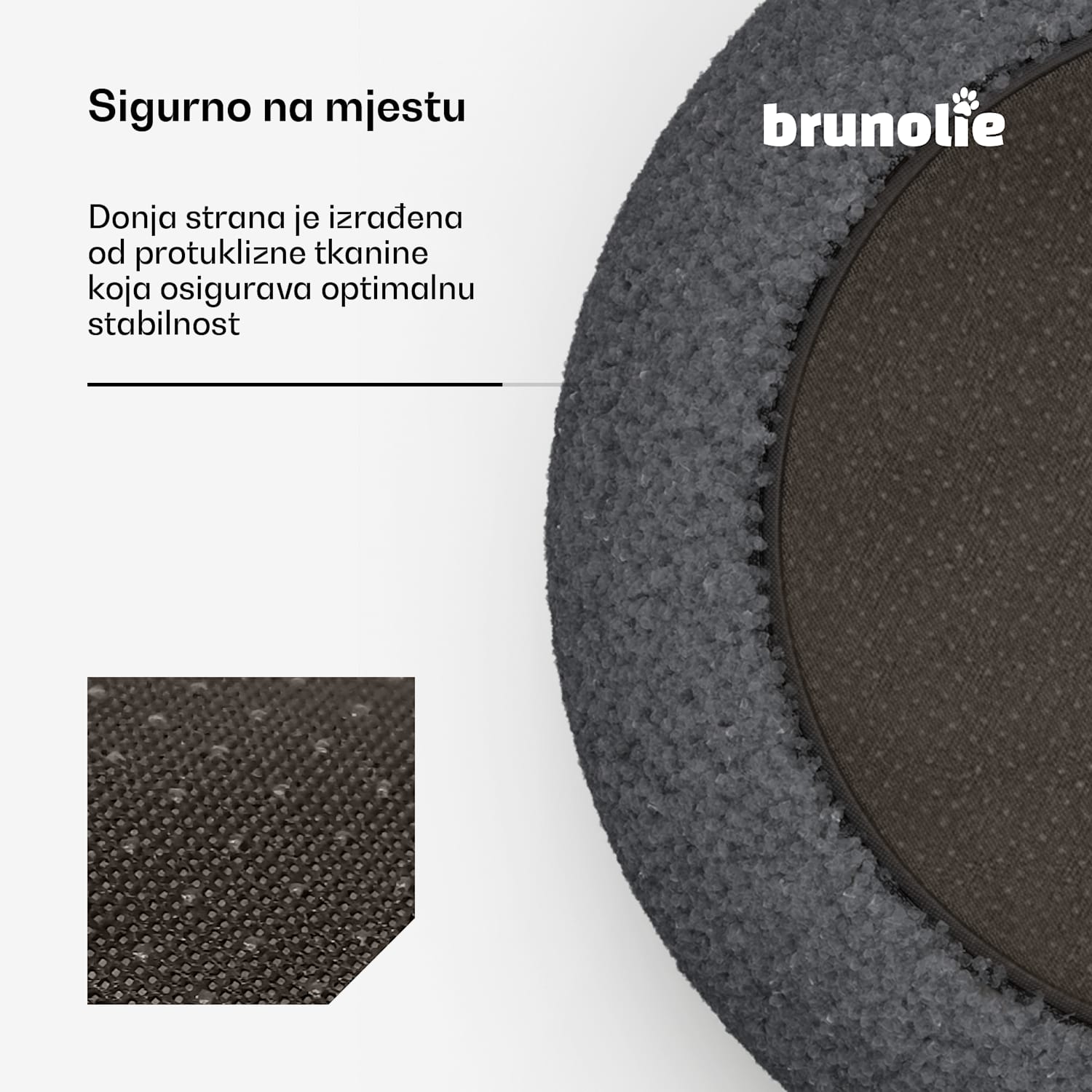 SnugNest krevet za pse Ø70 cm, za pse srednje veličine, ručka za nošenje, protuklizni Ø 70 cm | Antracit