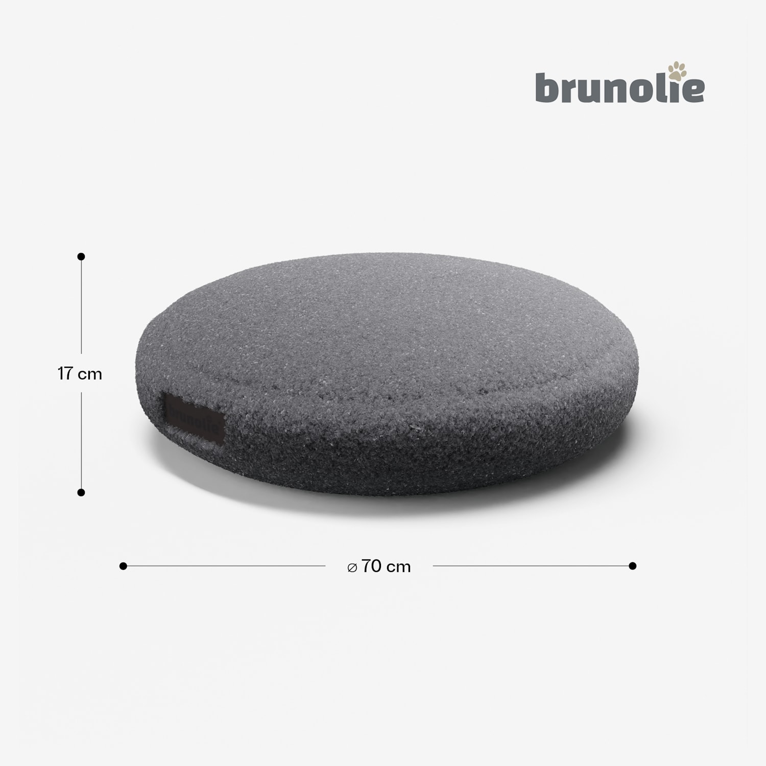 Patul pentru câini SnugNest Ø70 cm, pentru câini mici, mâner de transport, antiderapant Ø 70 cm | Antracit