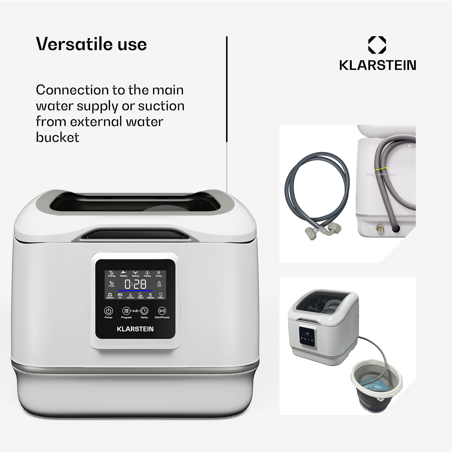 SilentScrub vaatwasser | draagbaar | touchscreen | 7 programma's | 3 couverts | bestekmand 