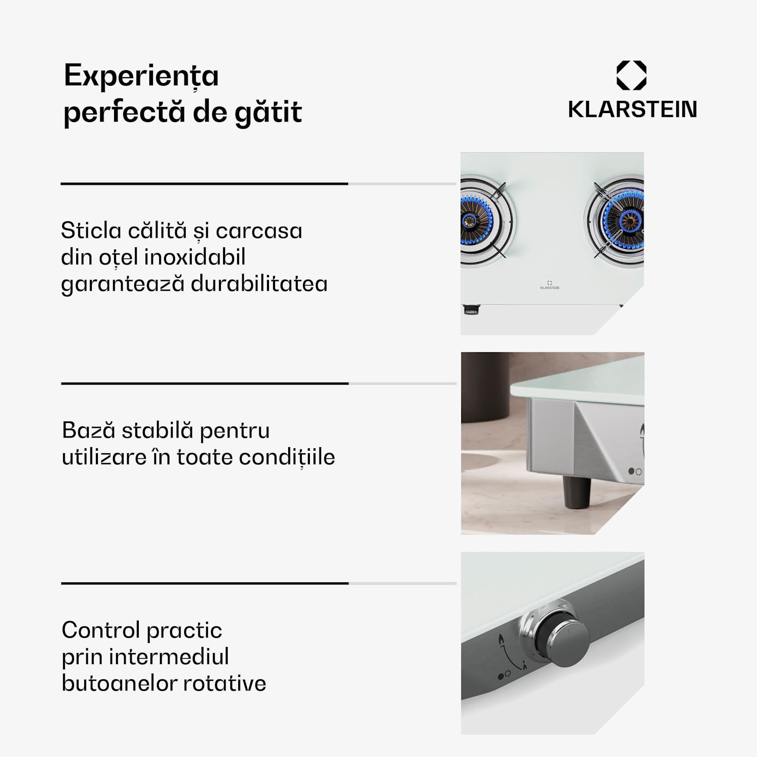 Barzona aragaz de camping, 2 arzătoare, 3,4 kW & 4,3 kW, arzător dublu pe gaz, oțel inoxidabil, mobil G30 / 50 mbar | 2 arzatoare | Alb