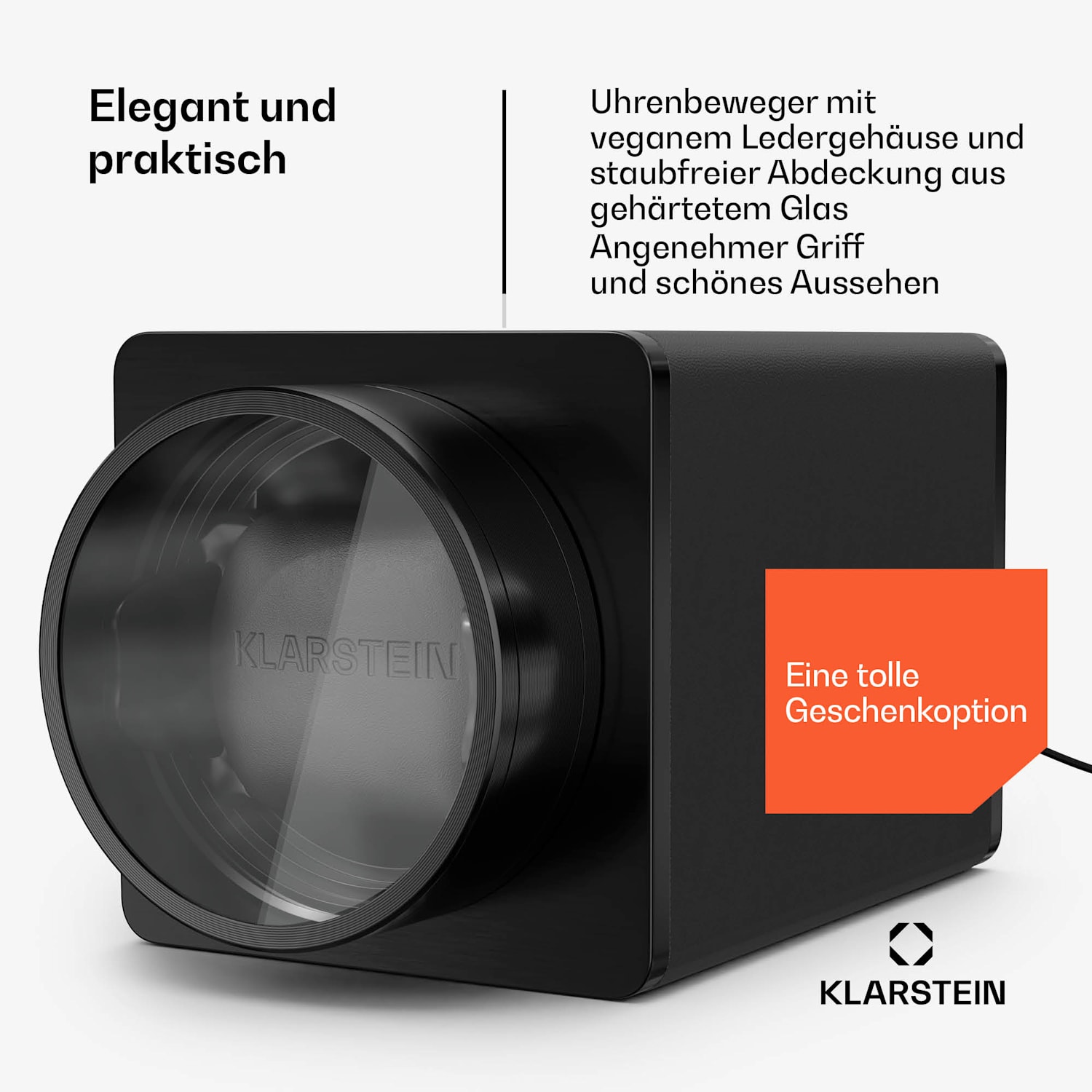 TimeSync Uhrenbeweger | 1 Uhr | 5 Modi | 3 Richtungen | vegan | Universalgröße | leise 1 Uhr | Schwarz