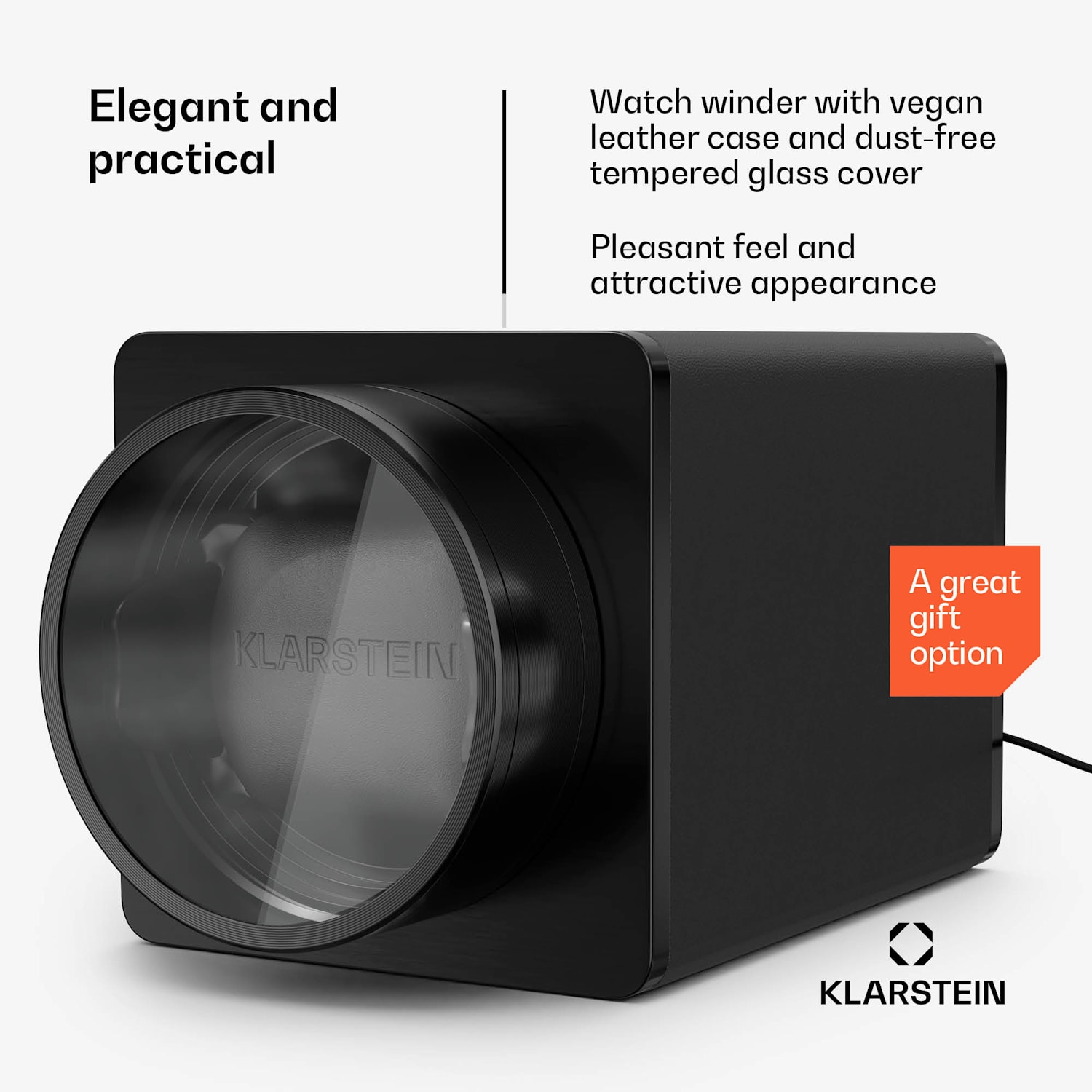 TimeSync kellonpyöritin | 1 kello | 5 pyöritysohjelmaa | 3 suuntaa | vegaaninen | yleiskoko | hiljainen 1 kello | Musta