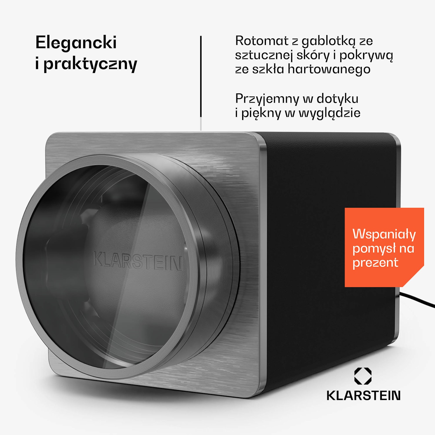 TimeSync rotomat, 1 zegarek, 5 trybów, 3 kierunki obrotów, wegańska skóra, uniwersalny rozmiar, cichy 1 zegarek | Czarny / Srebrny Metal