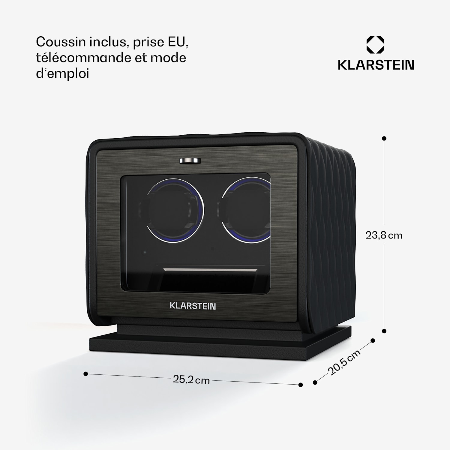 LuminousTime watchwinder | 2 horloges | veel instellingen | LED | 10 dB 2 horloges | Zwart