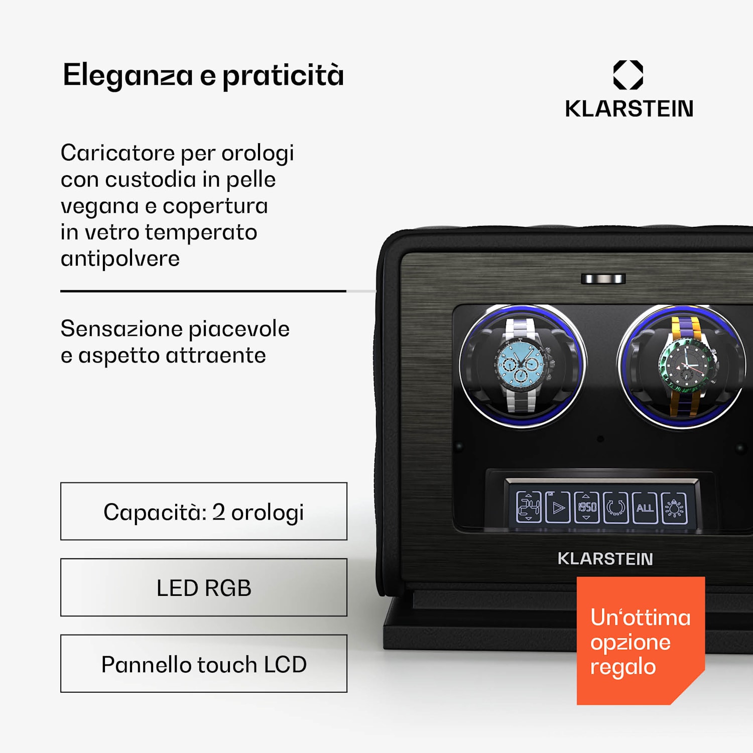 LuminousTime - Caricatore di orologi | 2 orologi | Numerose impostazioni | LED | 10 dB 2 orologi | Nero